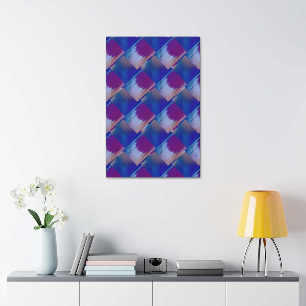 Abstract Diamond Wave Canvas Print — Blue & Purple Geometric Wall Art