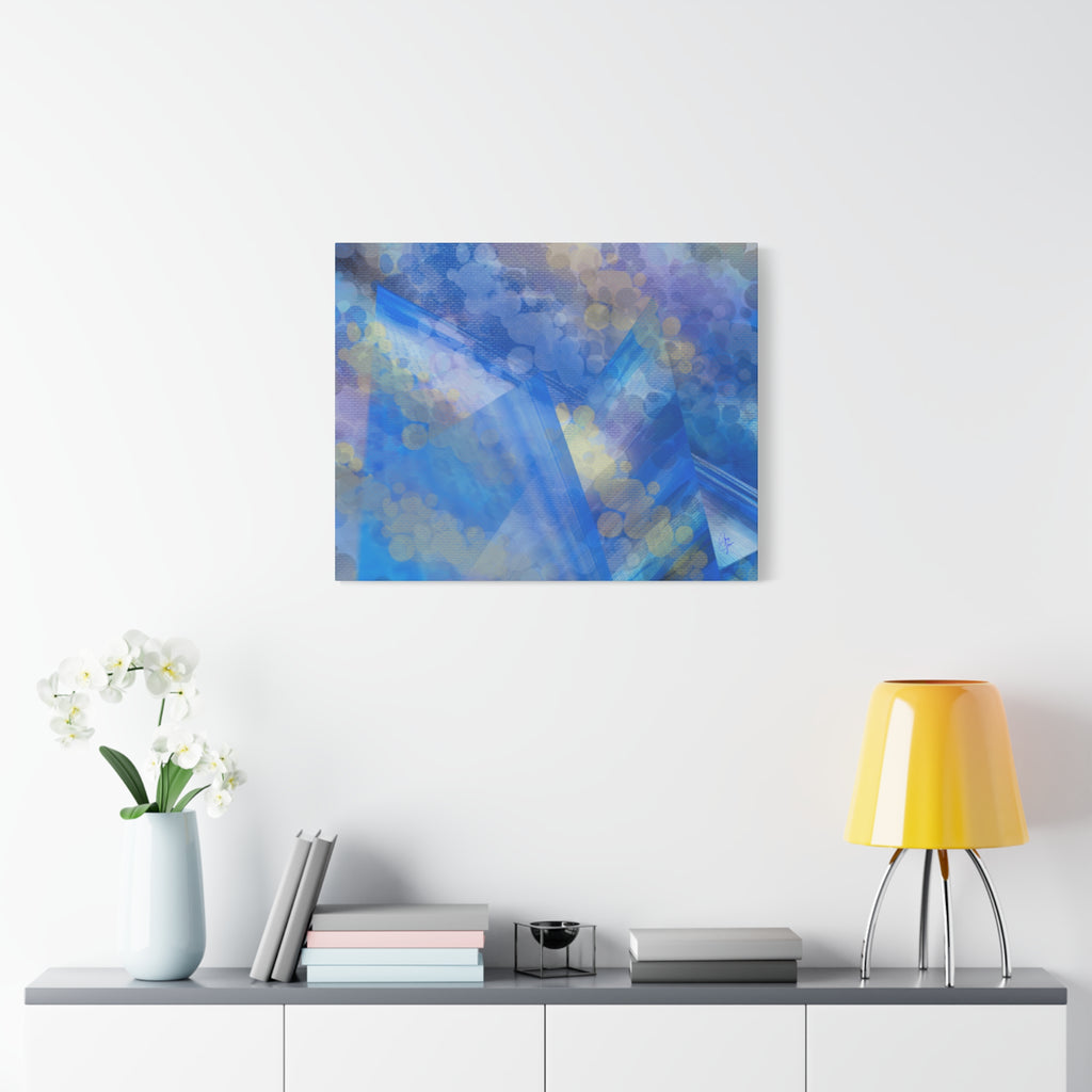 Abstract Blue Bokeh Matte Canvas Wall Art