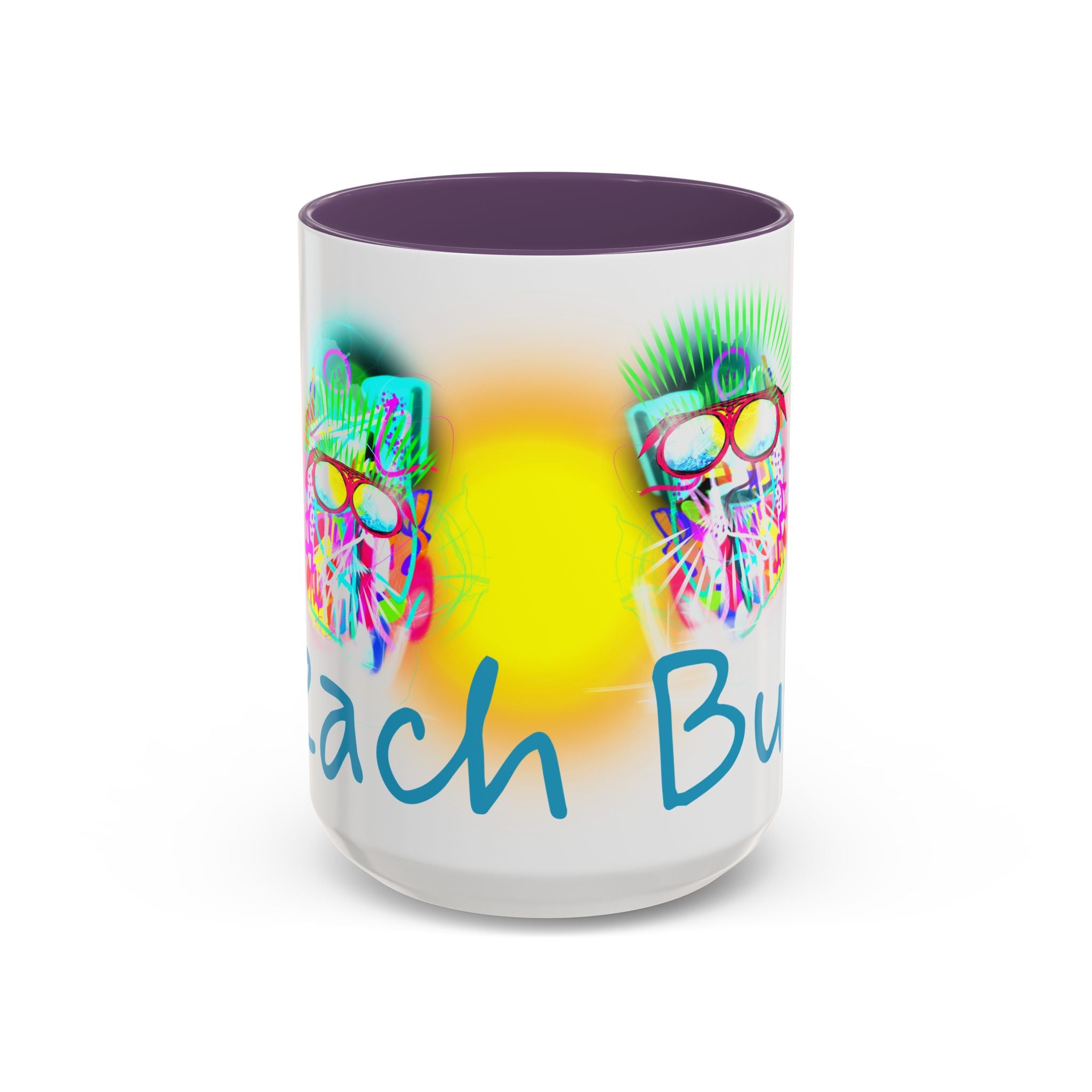 Beach Bum Coffee Mug — Colorful Retro Skull Design (11/15oz)