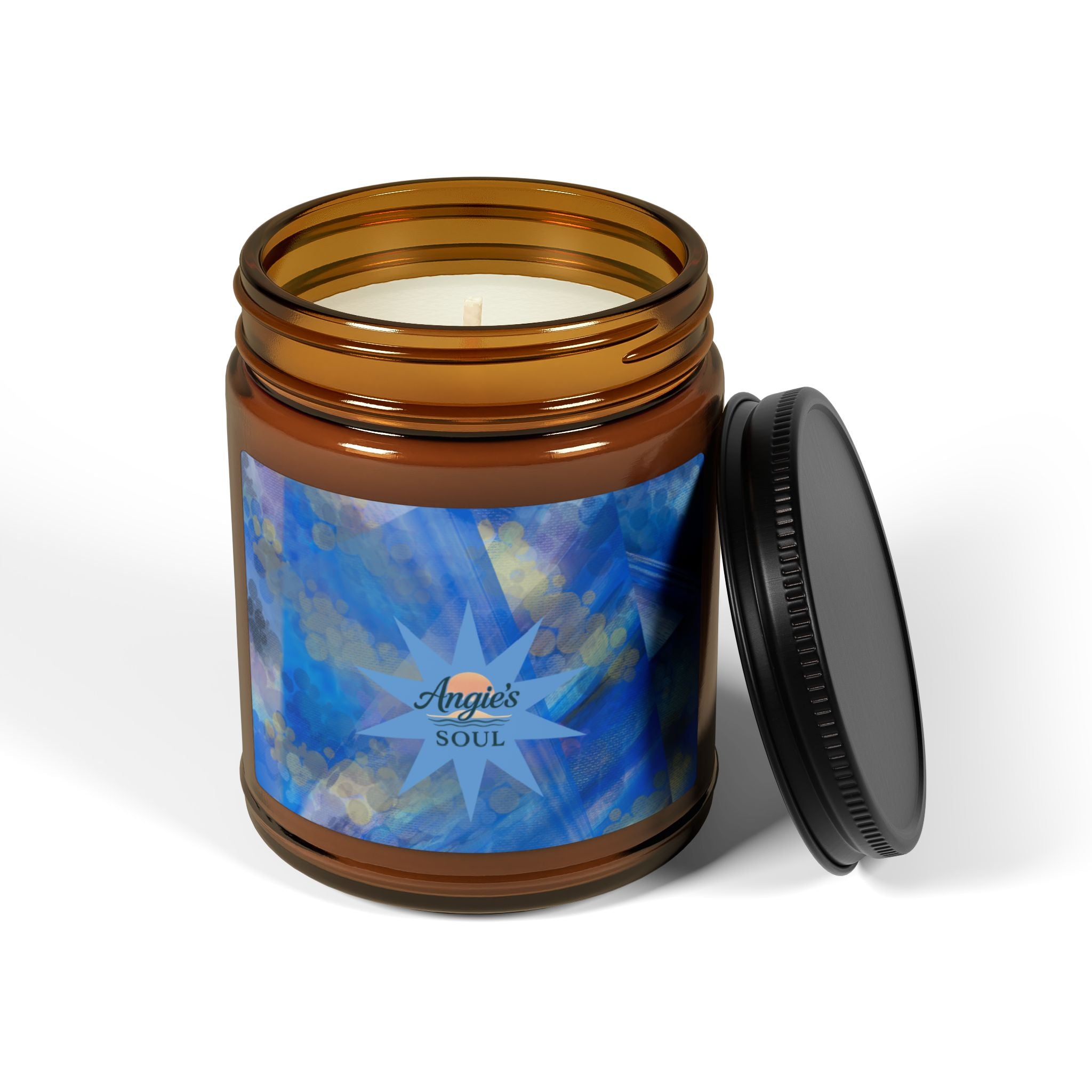 Amber Jar Soy Candle — Calming Blue Ocean Scented Candle (Multi-Size)