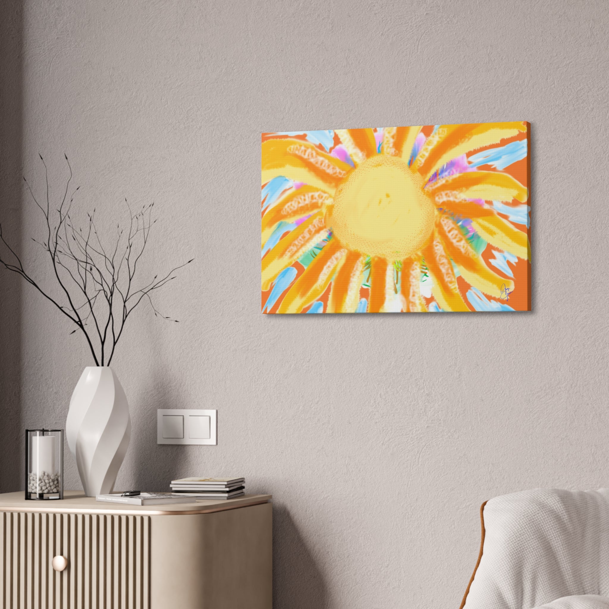Sunburst Canvas Print — Bright Abstract Sunshine Wall Art (Stretched 1.5")