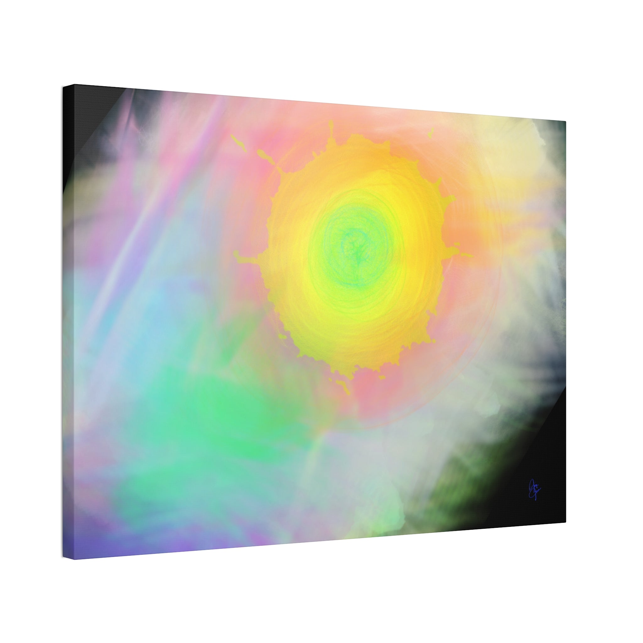 Neon Feather Canvas Stretched Wall Art