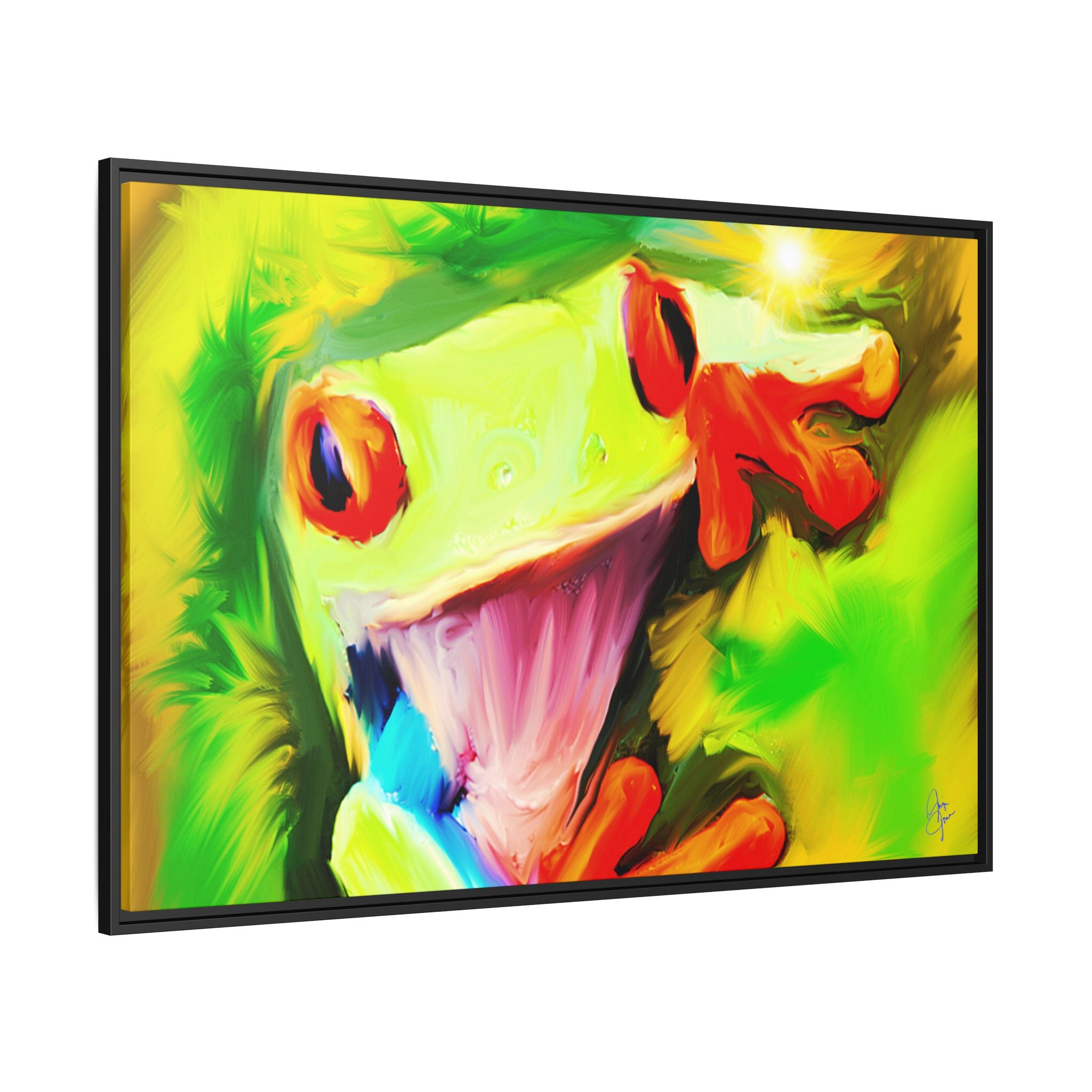 Colorful Tree Frog Matte Canvas Print — Framed Tropical Wall Art