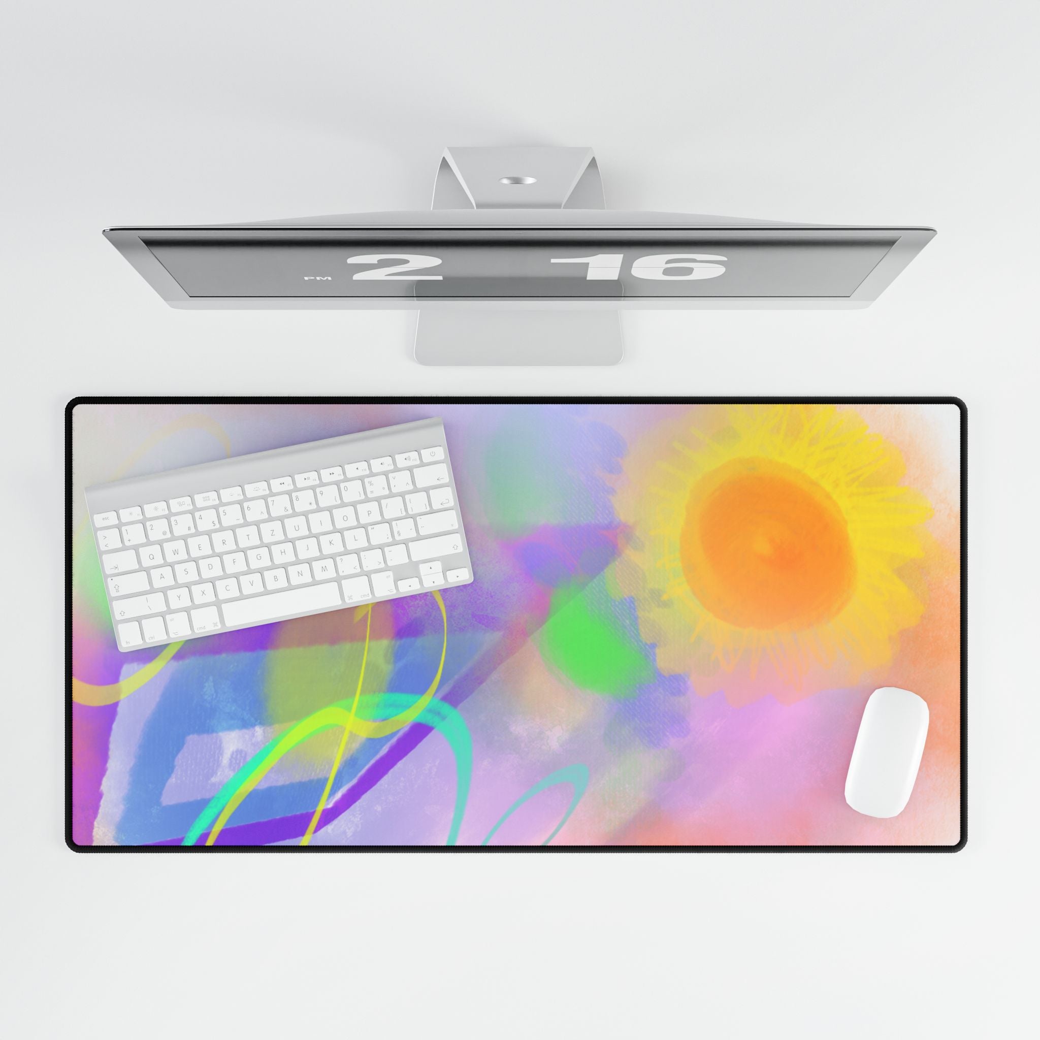 Sunshine Pastel Abstract Desk Mat — Large Artistic Mouse Pad