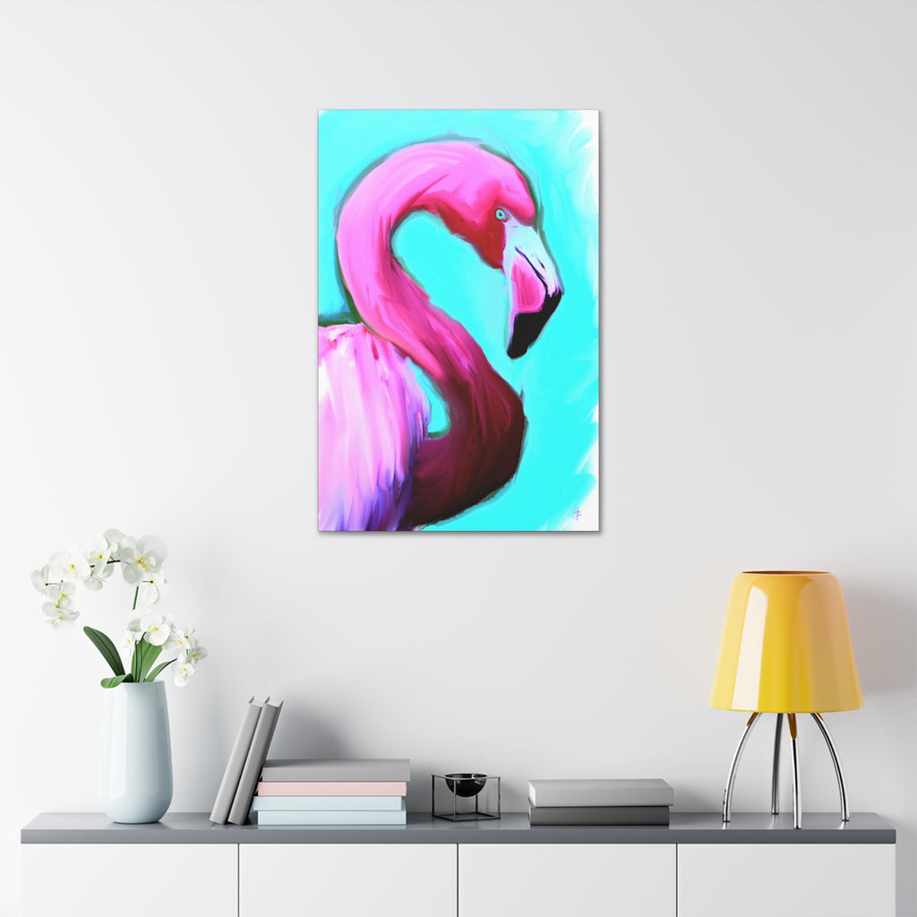 Pink Flamingo Canvas Wall Art – Tropical Bright Stretched Canvas