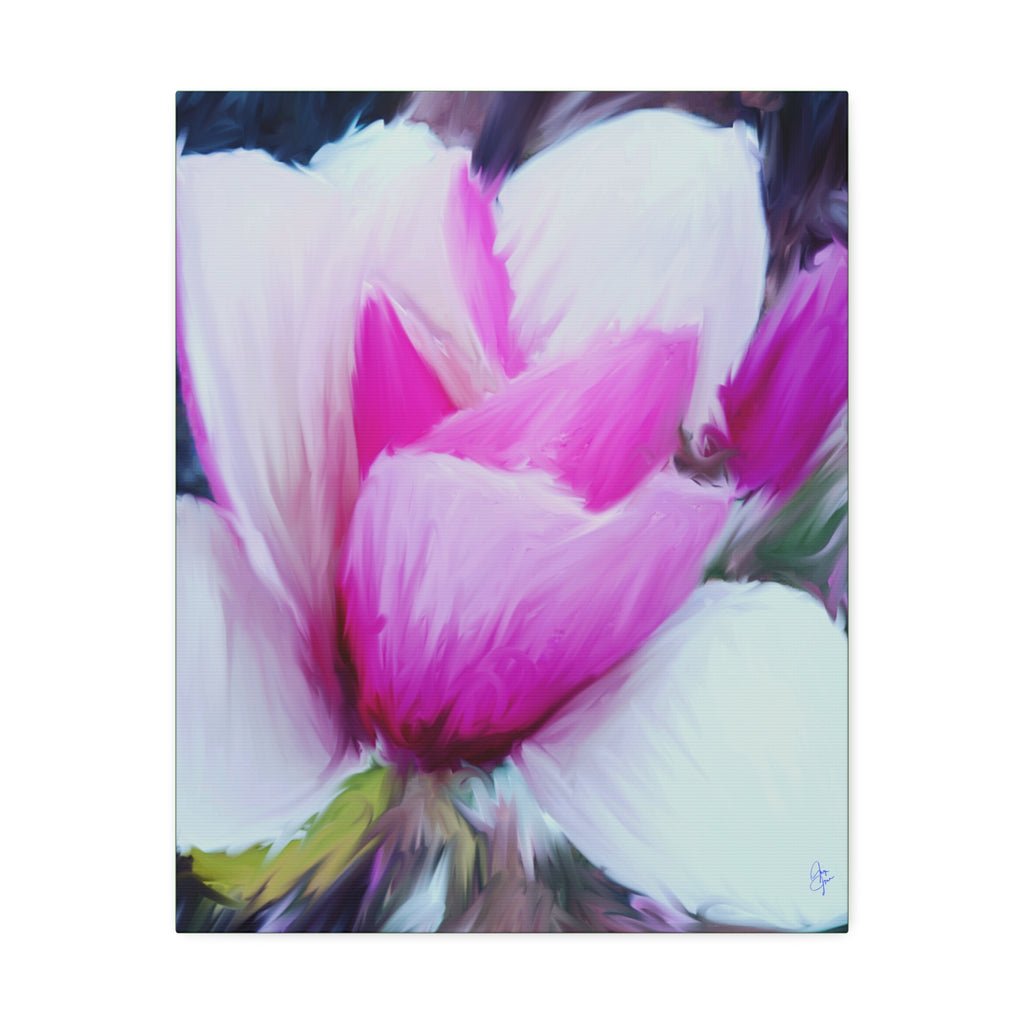 Pink Tulip Tree Abstract Canvas Wall Art — Stretched 1.5"