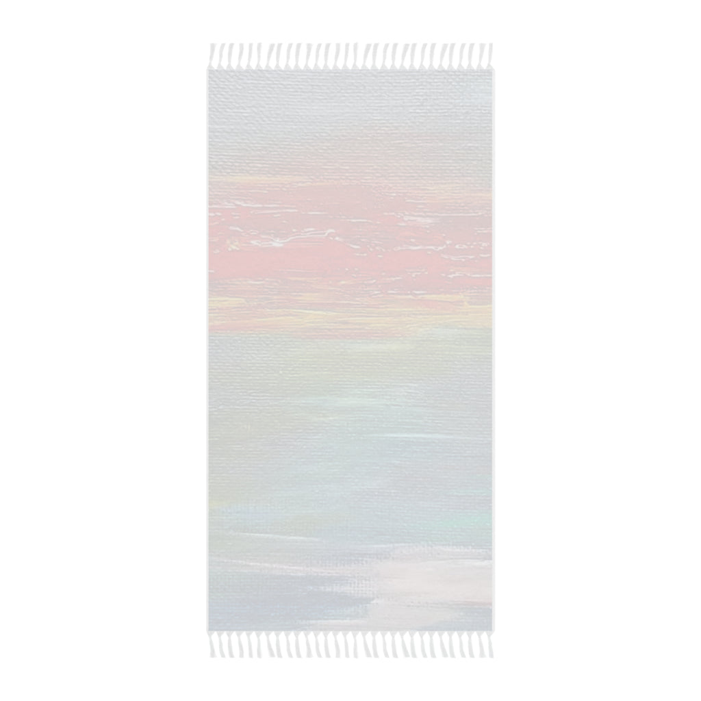 Boho Beach Towel — Watercolor Sunset Striped Fringe Beach Blanket