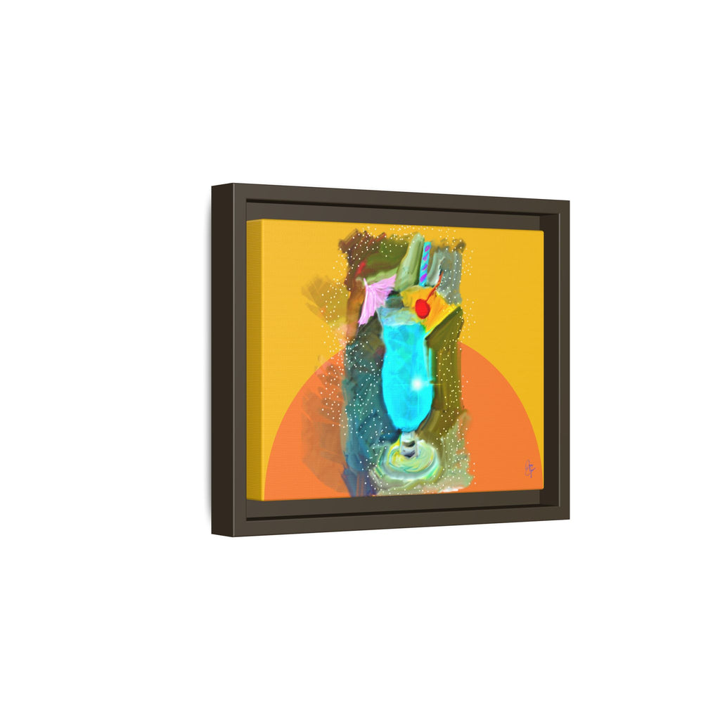 Tropical Blue Cocktail Canvas Print — Framed Matte Bar Art