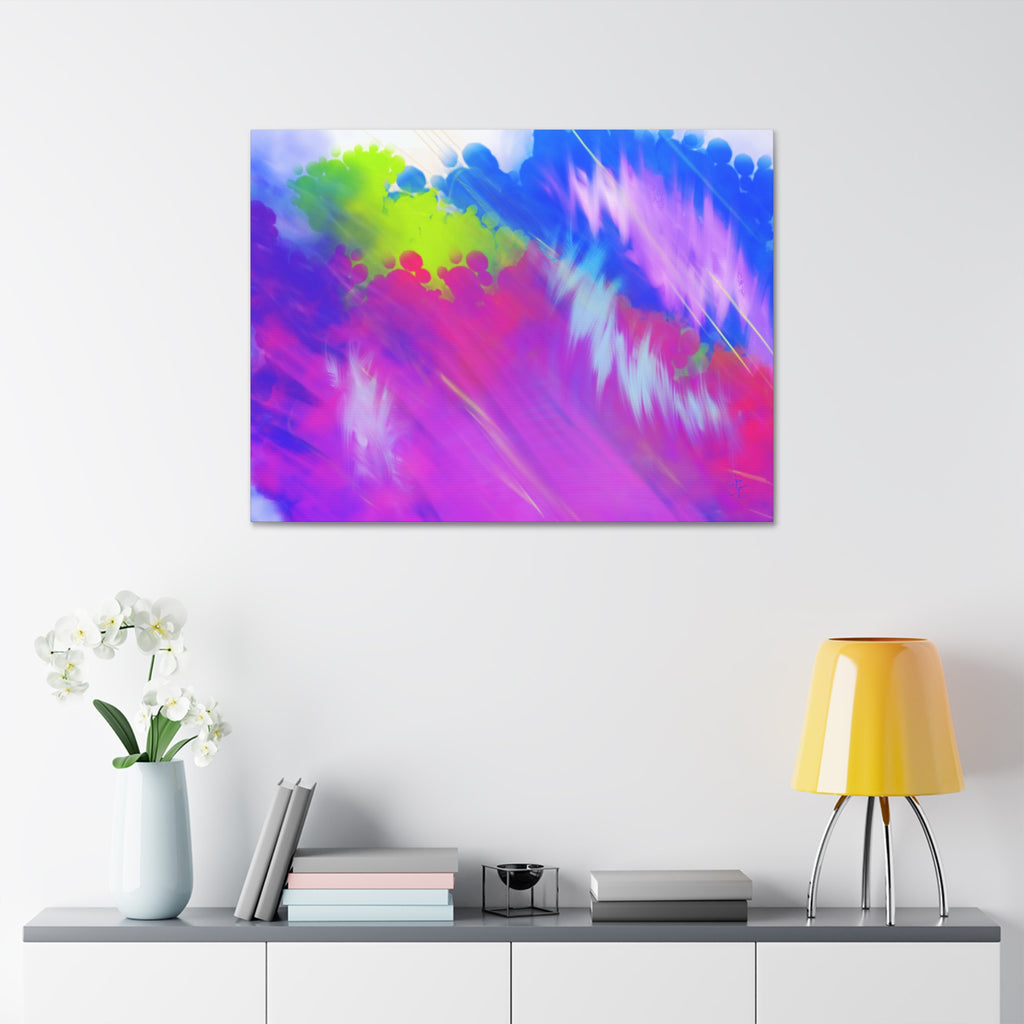 Abstract Neon Tie-Dye Canvas Print — Vibrant Rainbow Wall Art (Stretched 1.5")