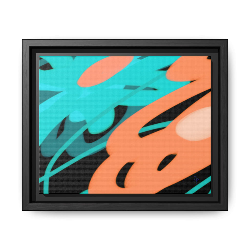 Abstract Teal & Coral Splash Framed Canvas