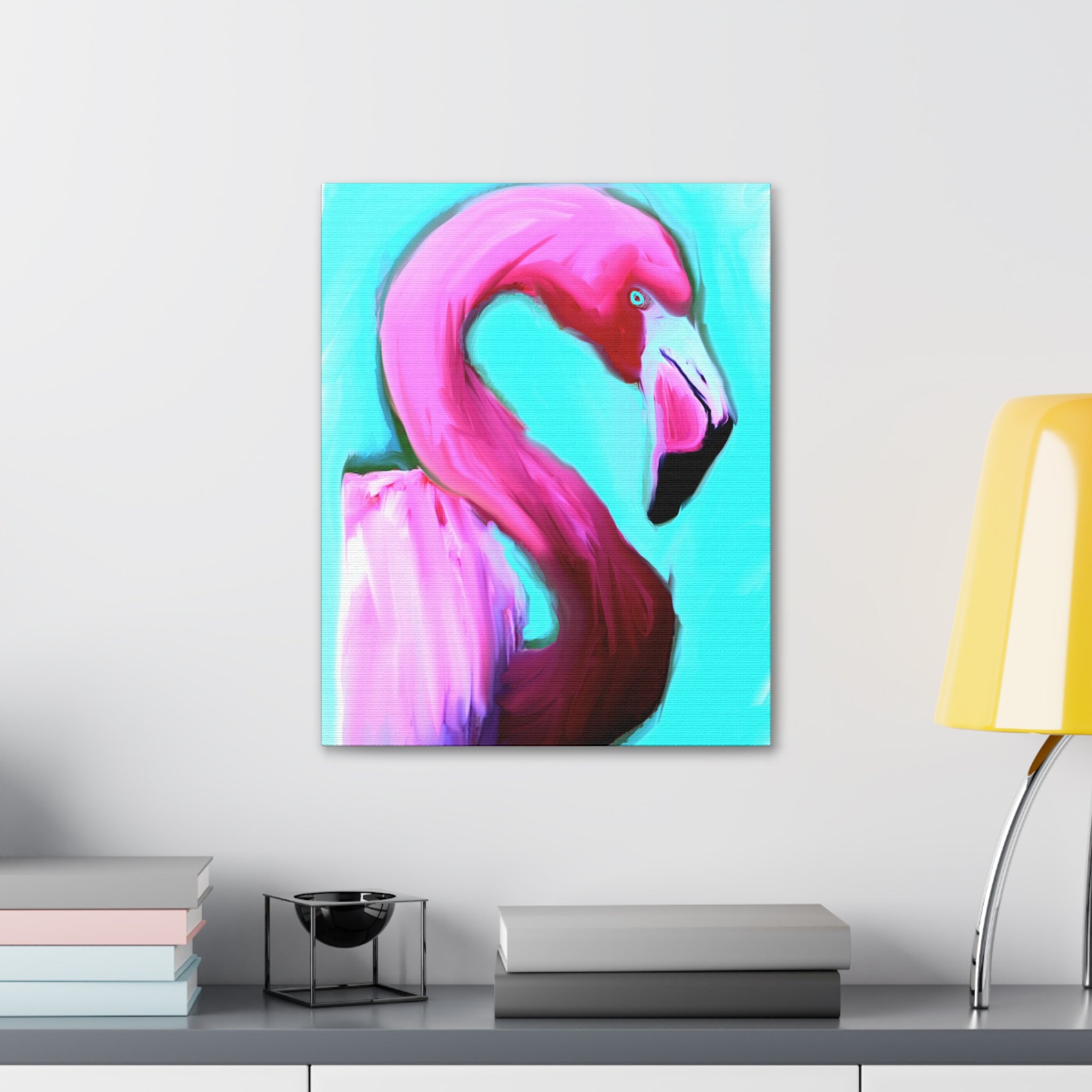 Pink Flamingo Canvas Wall Art – Tropical Bright Stretched Canvas