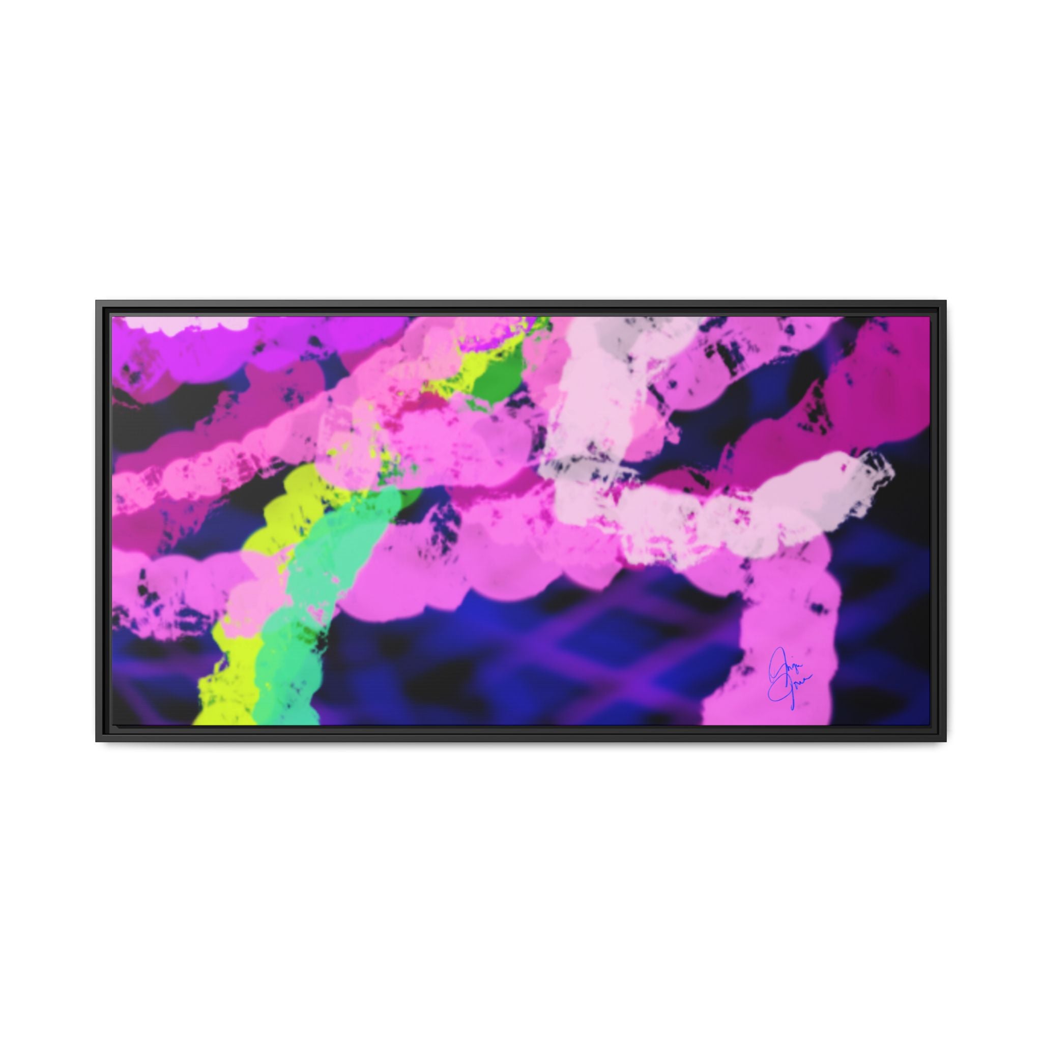 Framed Matte Canvas - Neon Rose Abstract Wall Art