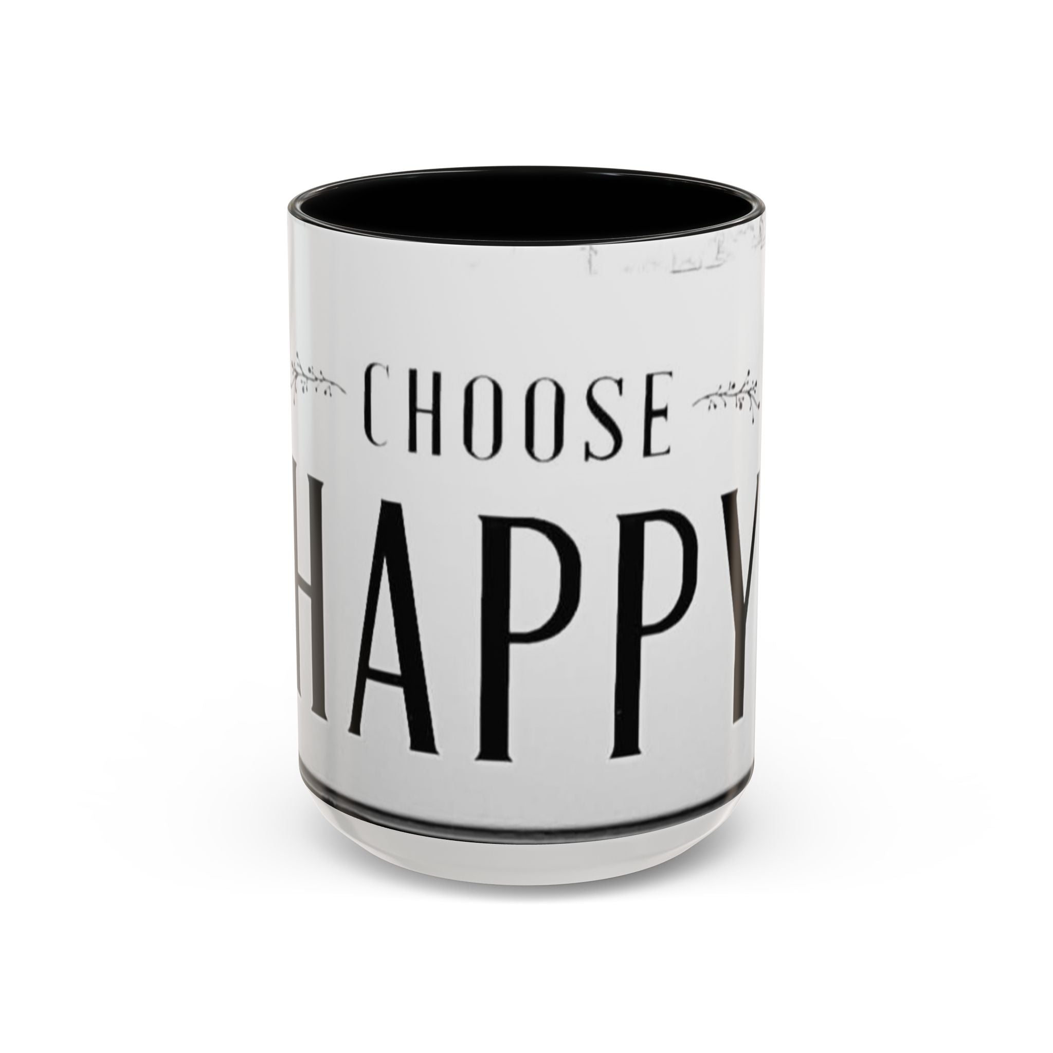 Choose Happy Accent Coffee Mug – Inspirational Black & White Ceramic Mug (11/15oz)
