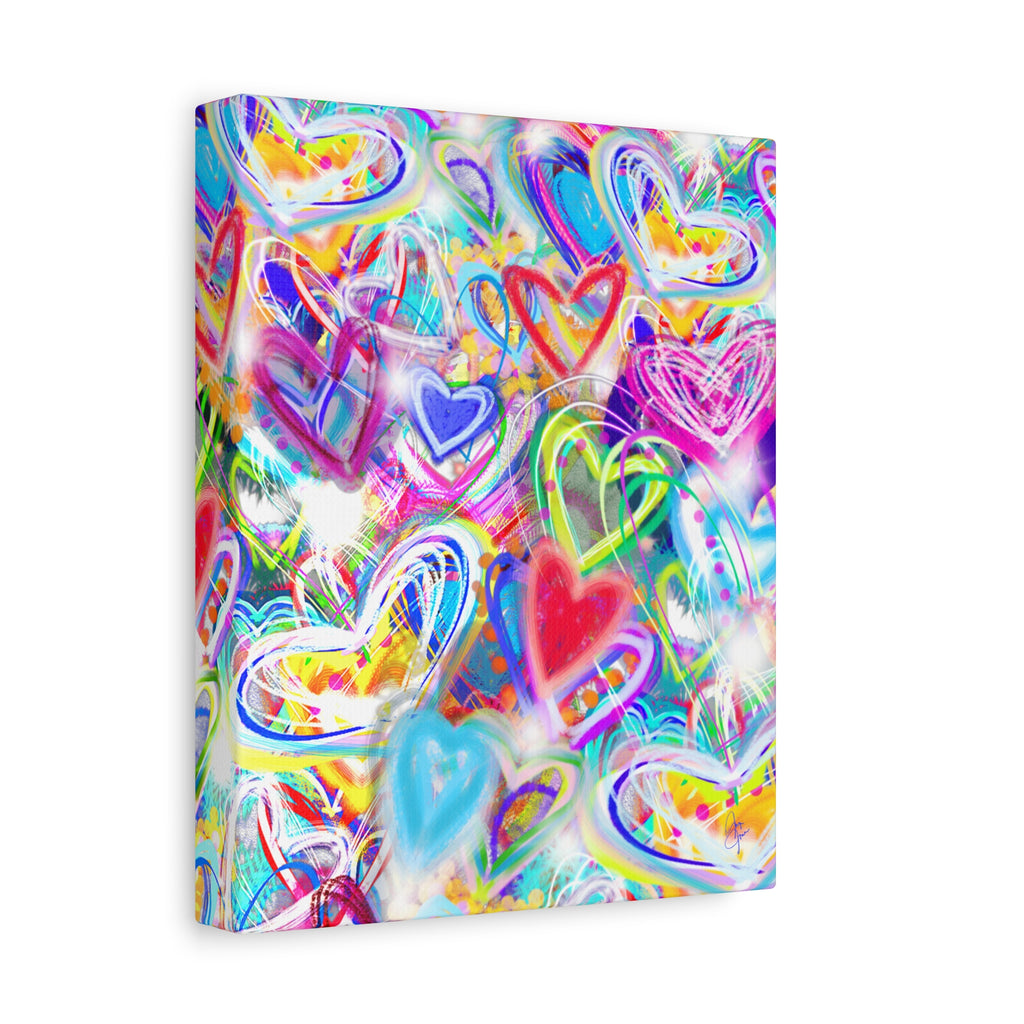 Colorful Heart Graffiti Matte Canvas