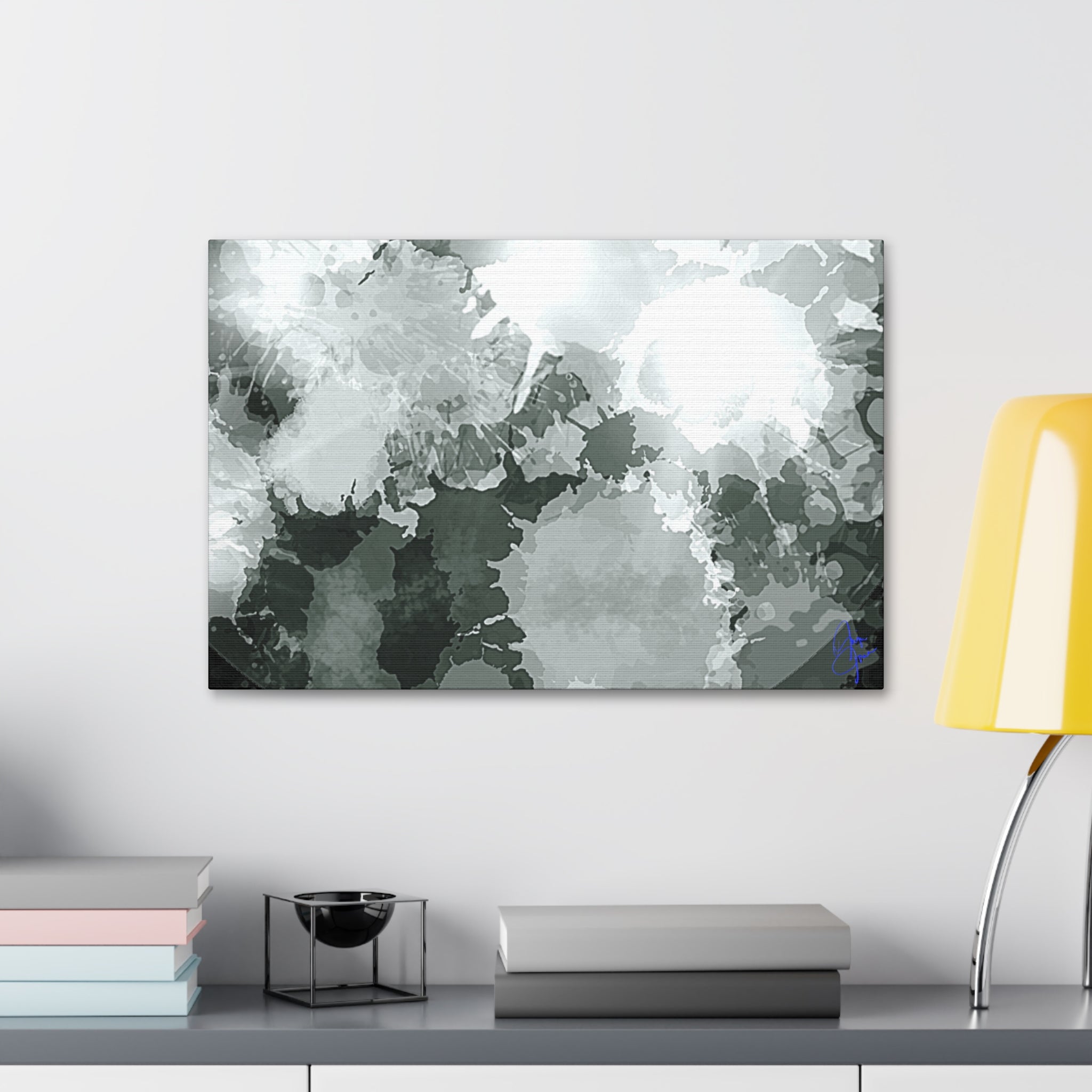 Abstract Gray Ink Splash Canvas
