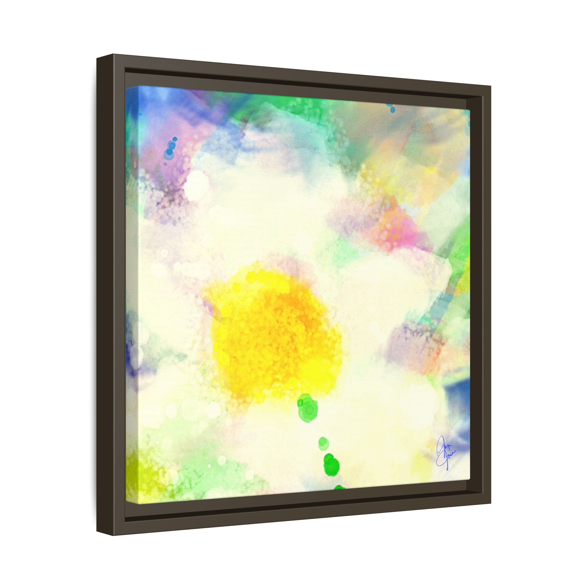 Framed Matte Canvas - Watercolor Yellow Floral Abstract Wall Art