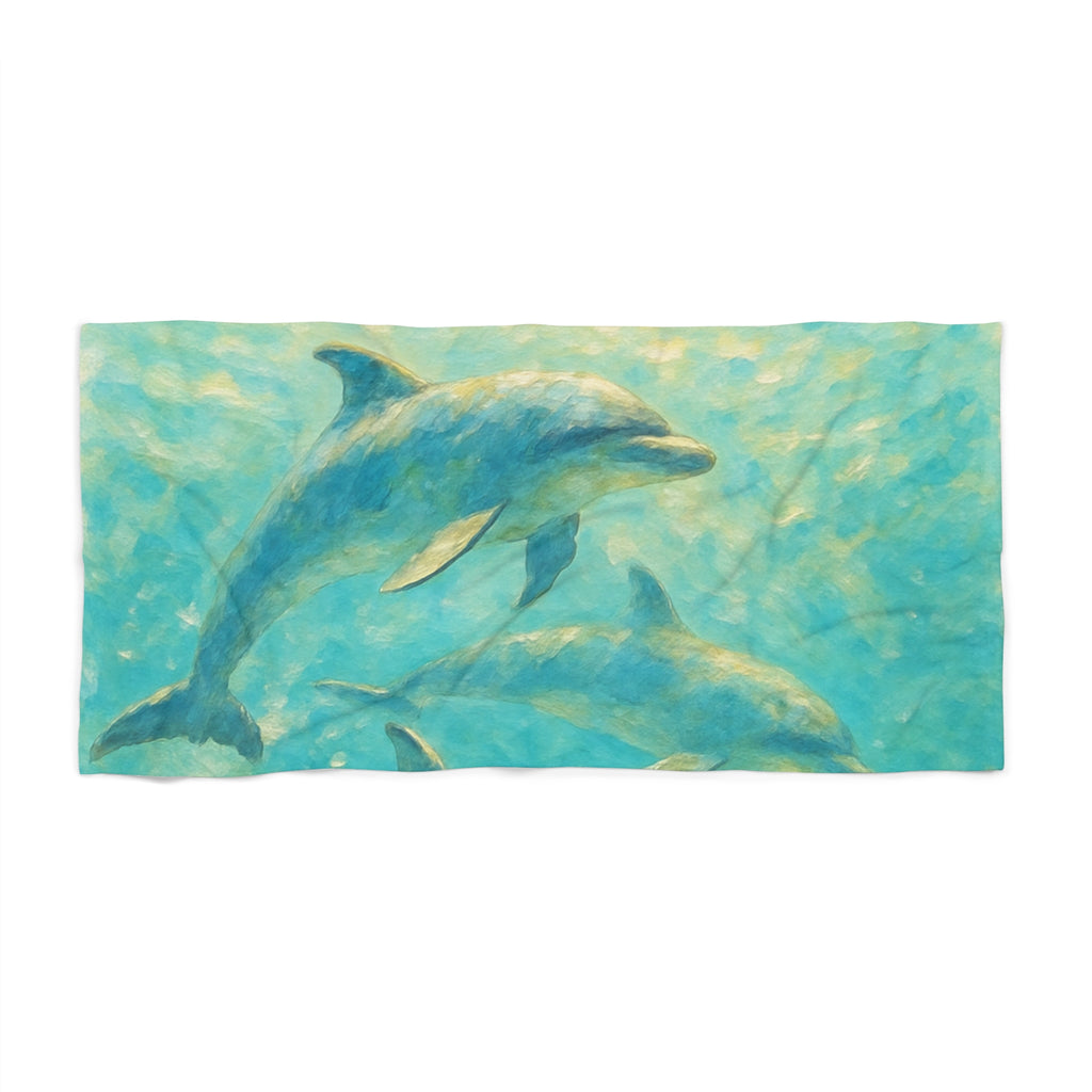 Dolphin Ocean Beach Towel — Tropical Marine Print Seaside Towel