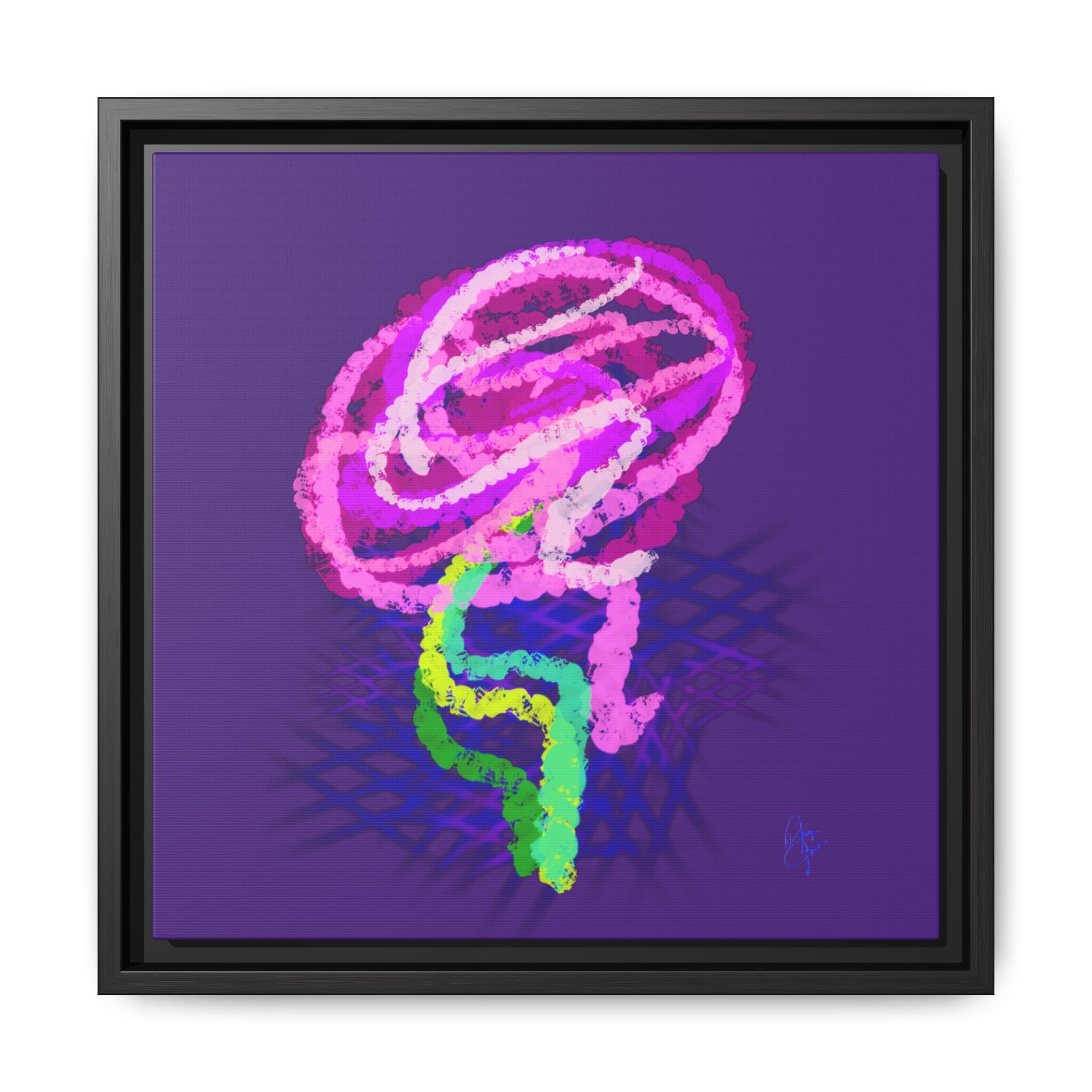 Framed Matte Canvas - Neon Rose Abstract Wall Art