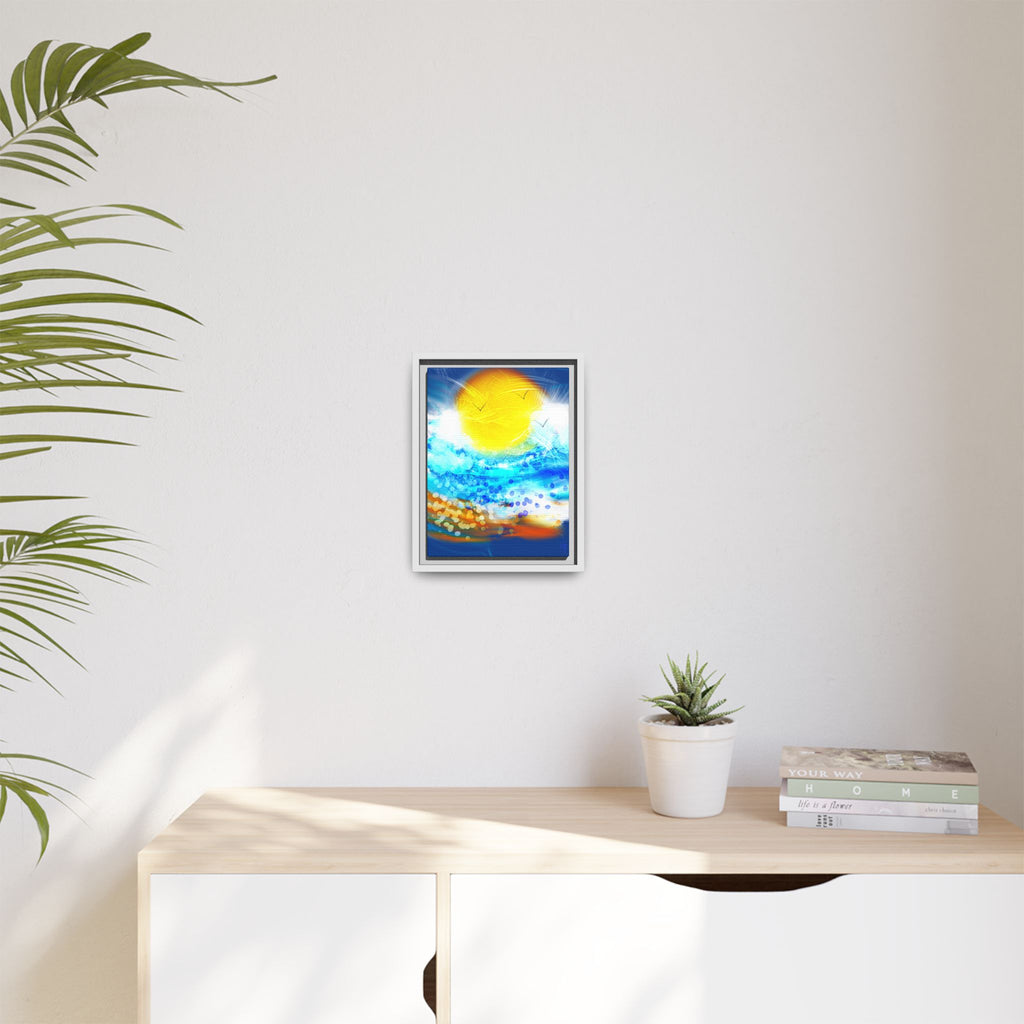 Sunshine Shore Matte Canvas Framed Wall Art — Bright Abstract Beach Print
