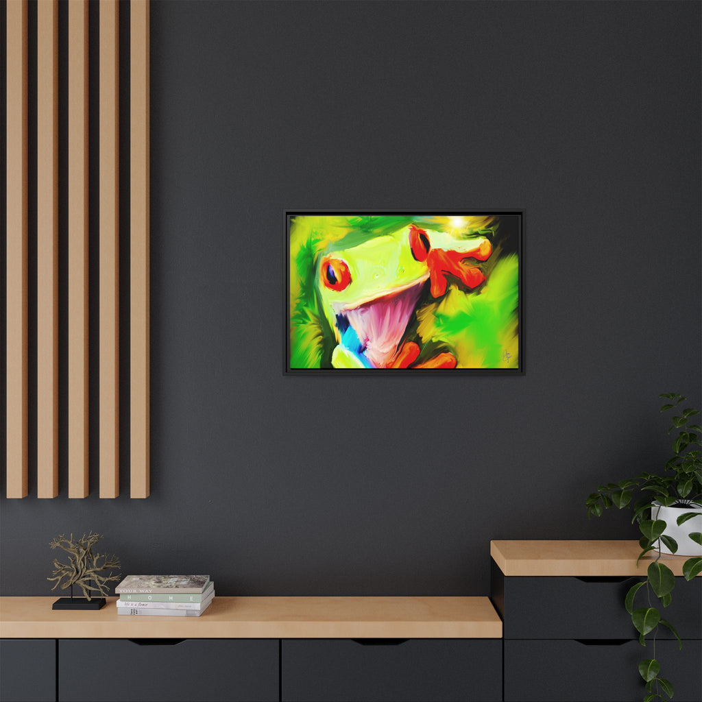 Colorful Tree Frog Matte Canvas Print — Framed Tropical Wall Art