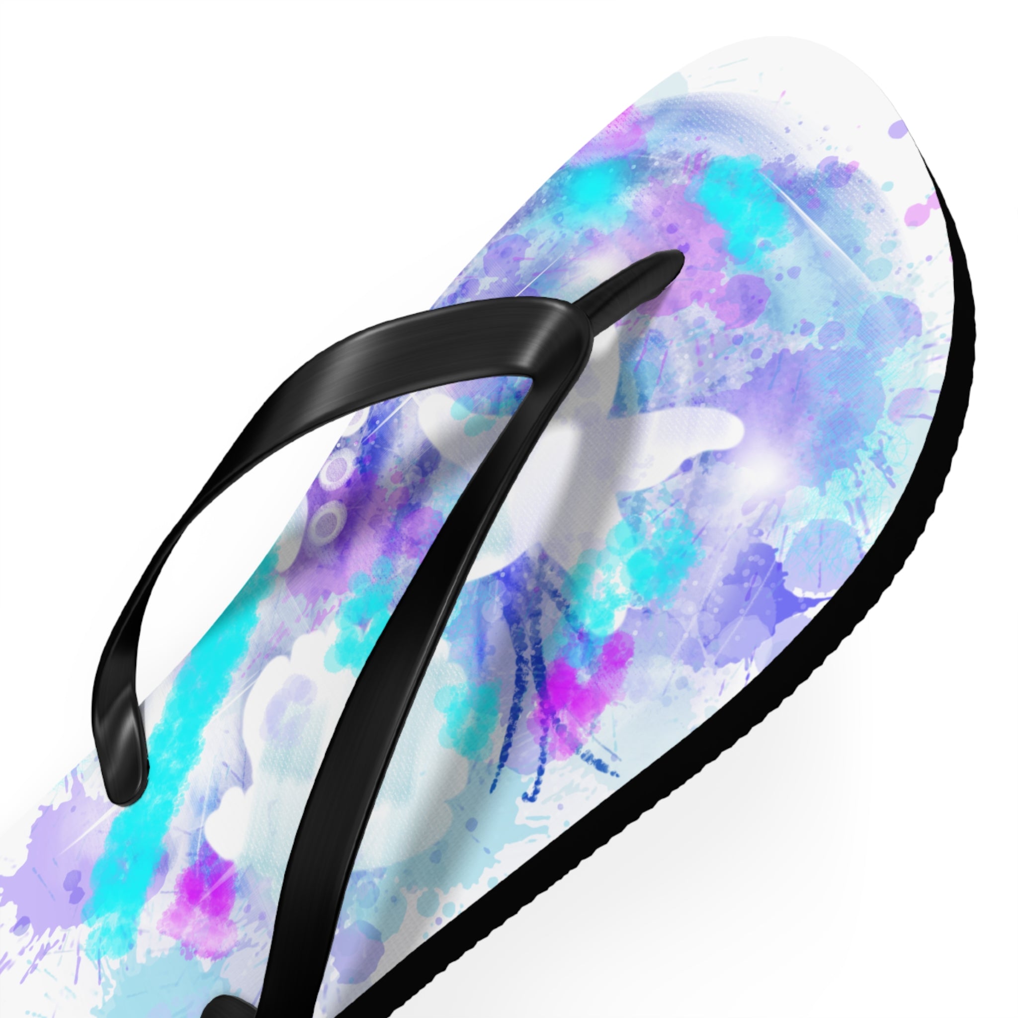 Watercolor Tie-Dye Flip Flops — Turquoise & Purple Beach Sandals