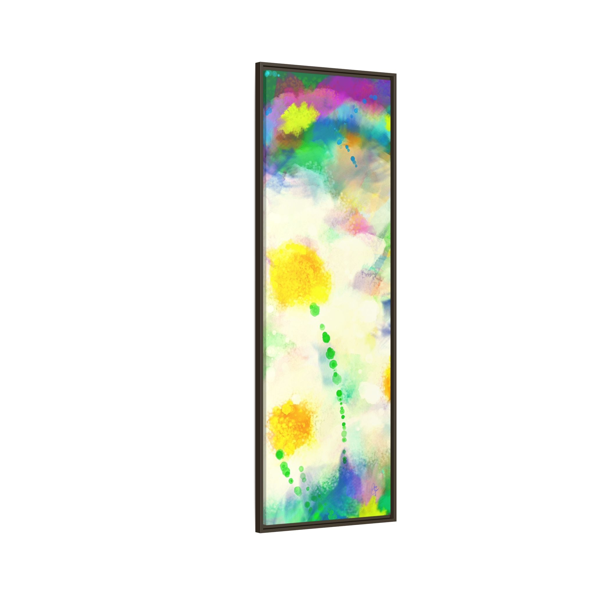 Framed Matte Canvas - Watercolor Yellow Floral Abstract Wall Art