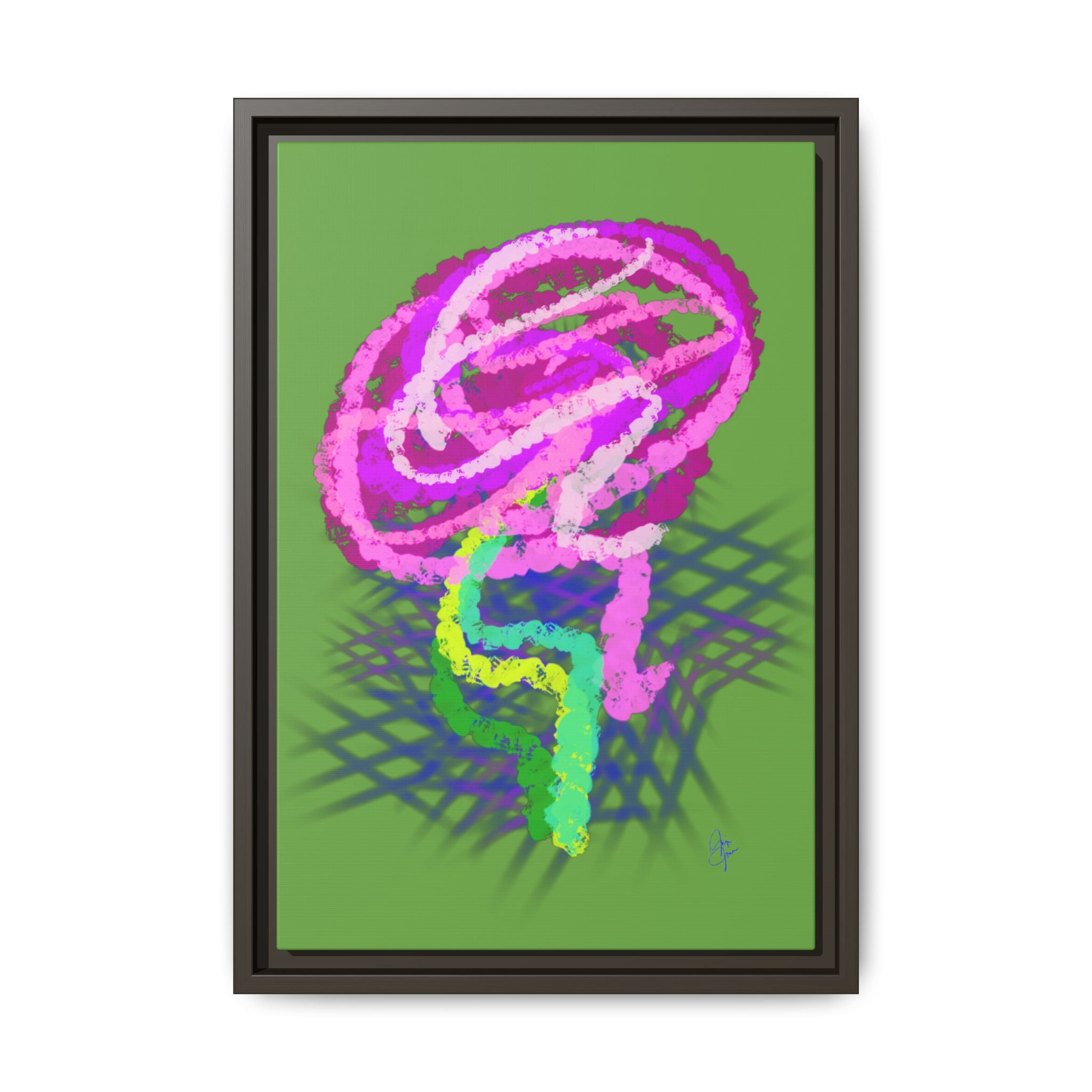 Framed Matte Canvas - Neon Rose Abstract Wall Art