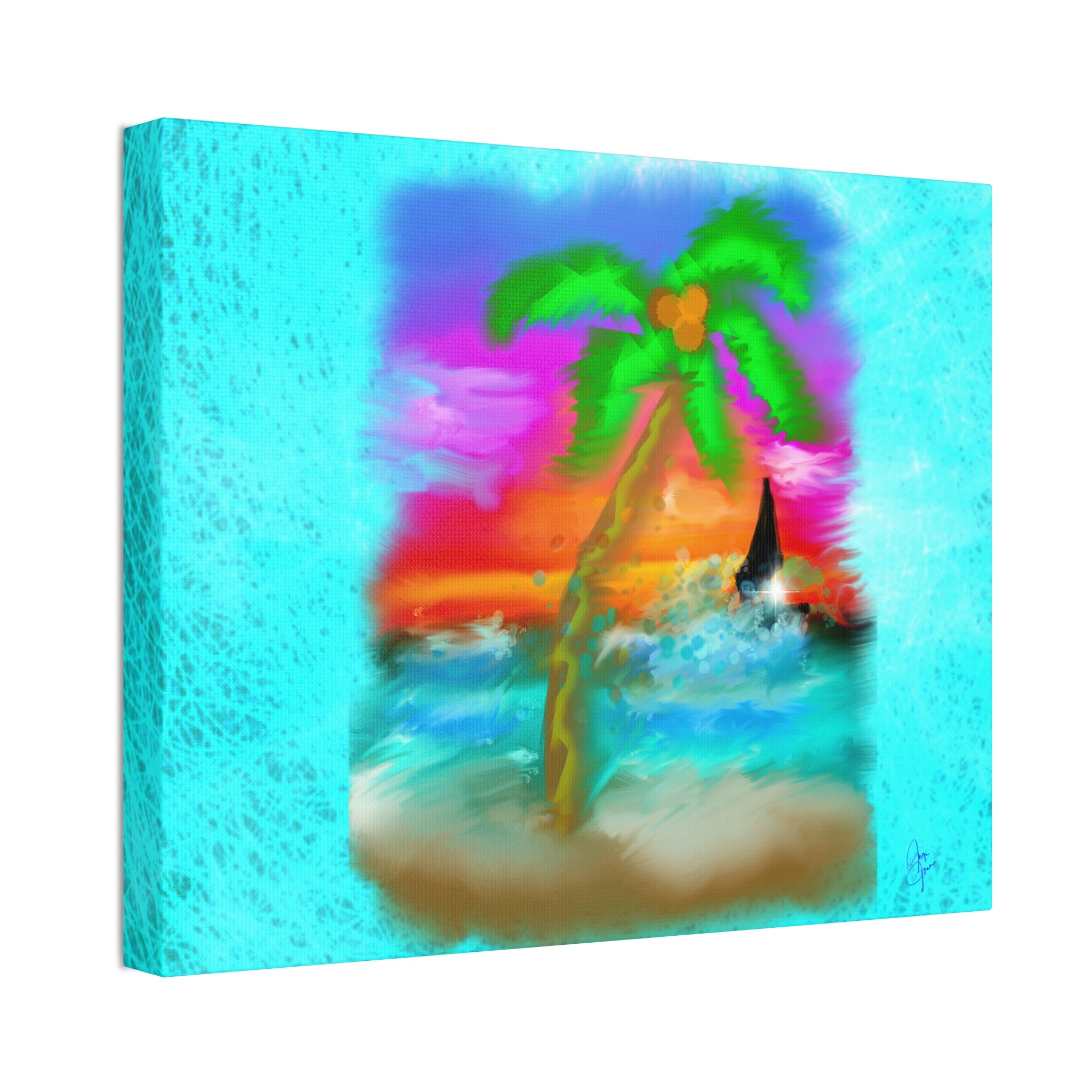 Tropical Sunset Palm Canvas - Stretched Wall Art (1.5" Depth)