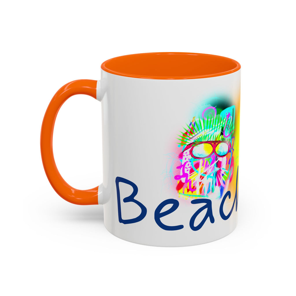Beach Bum Coffee Mug — Colorful Retro Skull Design (11/15oz)