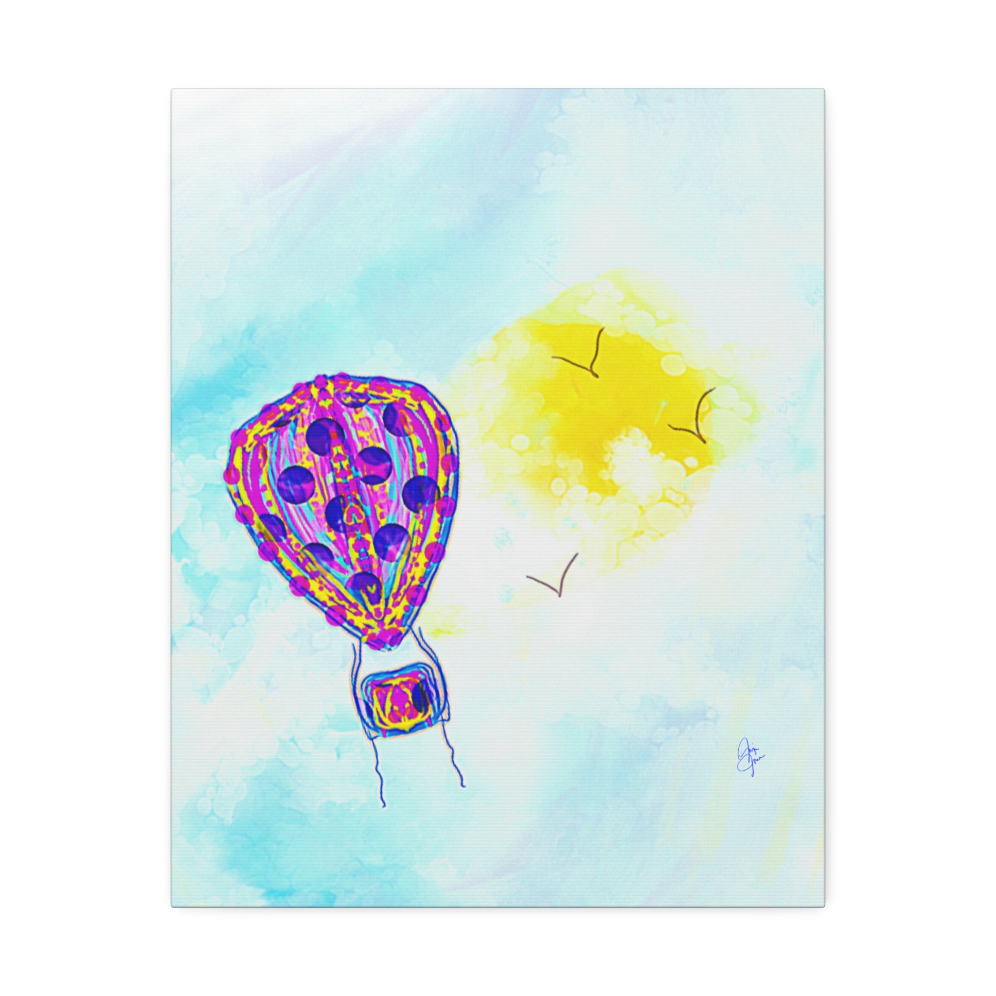 Hot Air Balloon Canvas Art – Whimsical Sunshine Nursery Wall Décor (Stretched Canvas)
