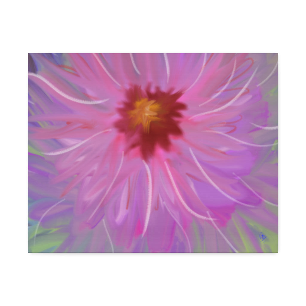 Pink Dahlia Floral Canvas Print — Stretched 1.5" Wall Art