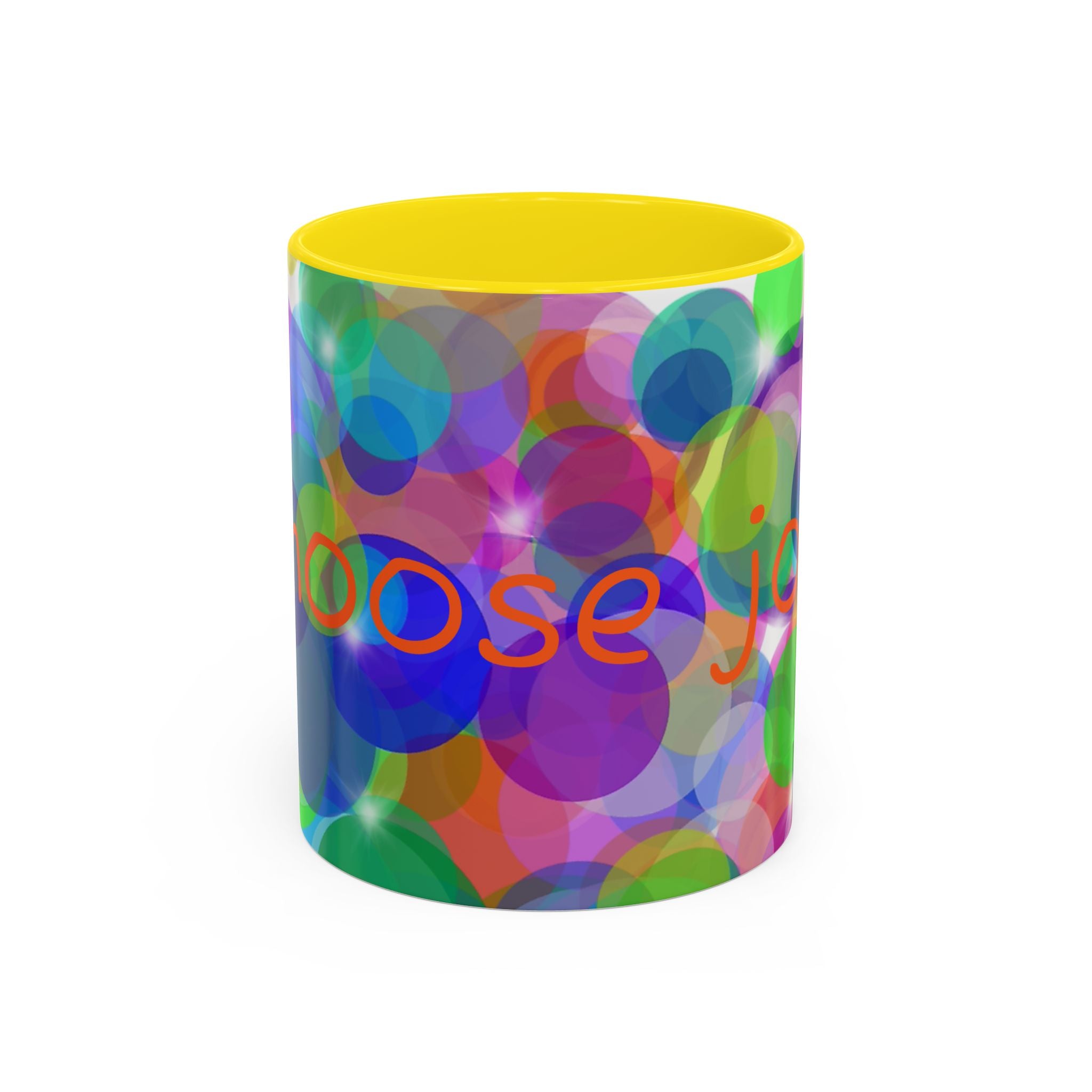 Colorful Bokeh "Choose Joy!" Accent Coffee Mug (11/15oz)