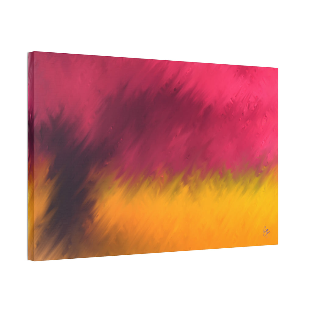 Abstract Sunset Canvas - Pink & Gold Stretched Wall Art