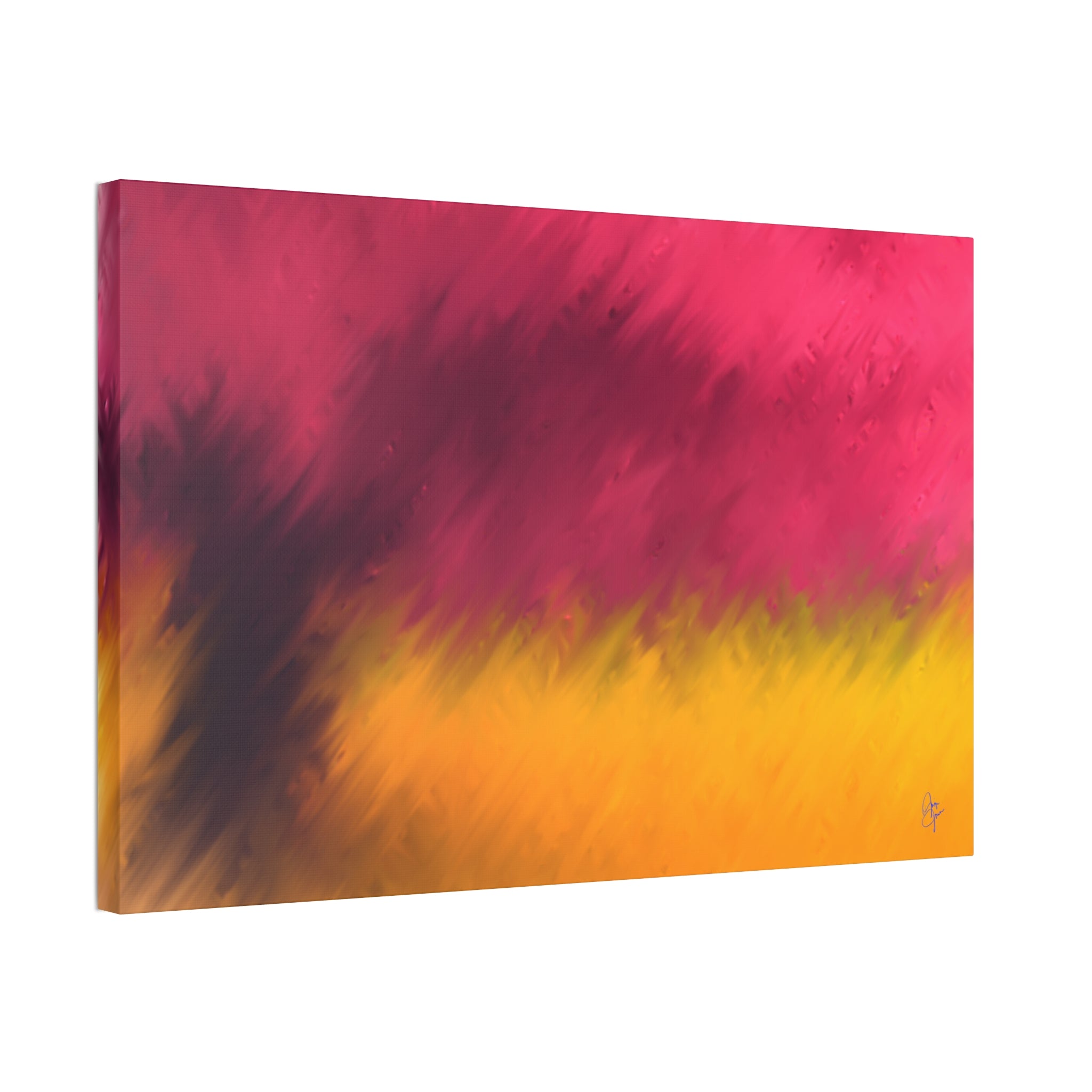Abstract Sunset Canvas - Pink & Gold Stretched Wall Art
