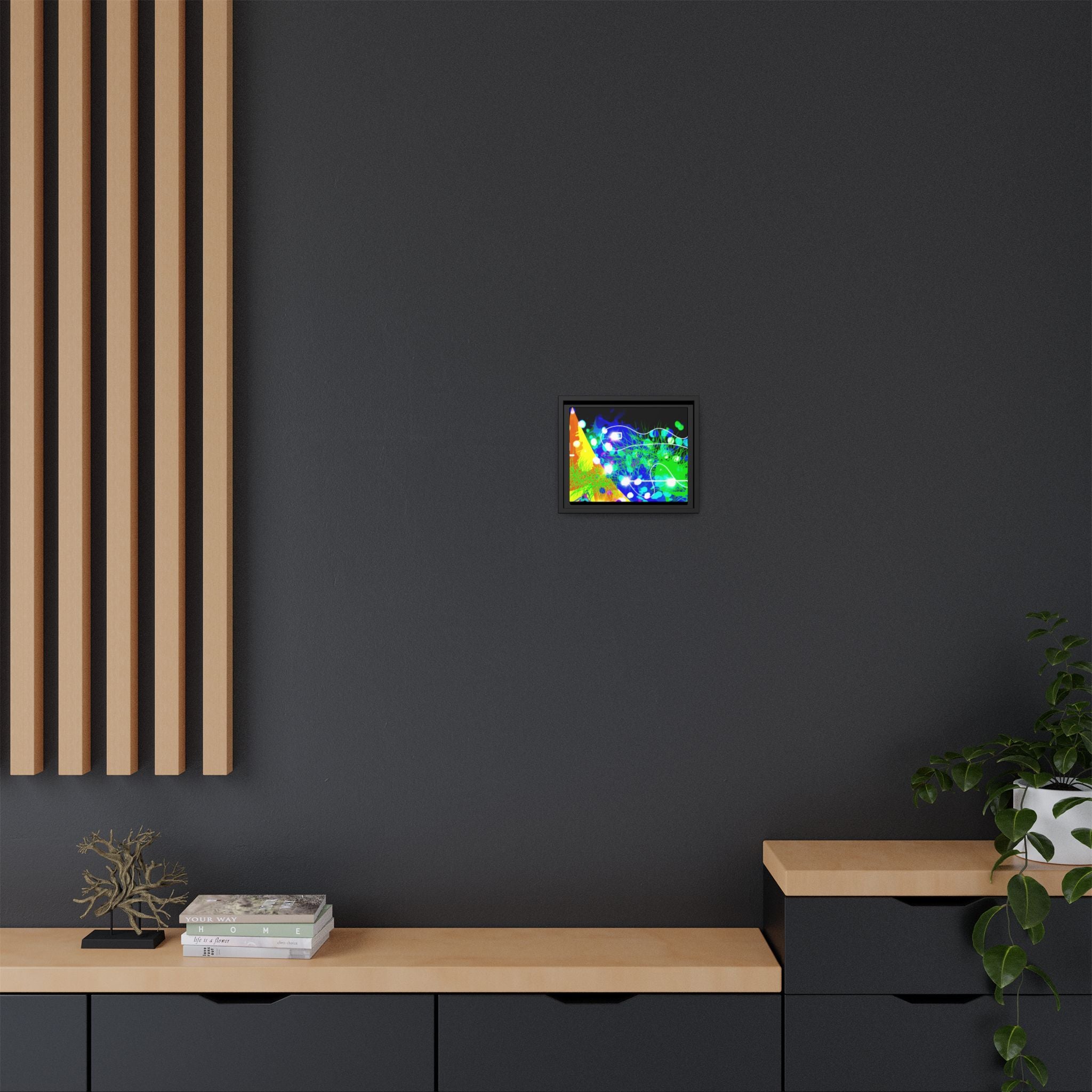 Abstract Neon Wave Matte Canvas Framed Art