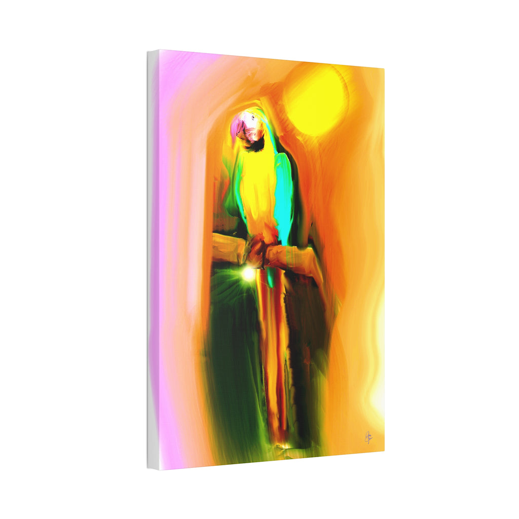 Tropical Parrot Canvas Print — Vibrant Sunlit Bird Wall Art