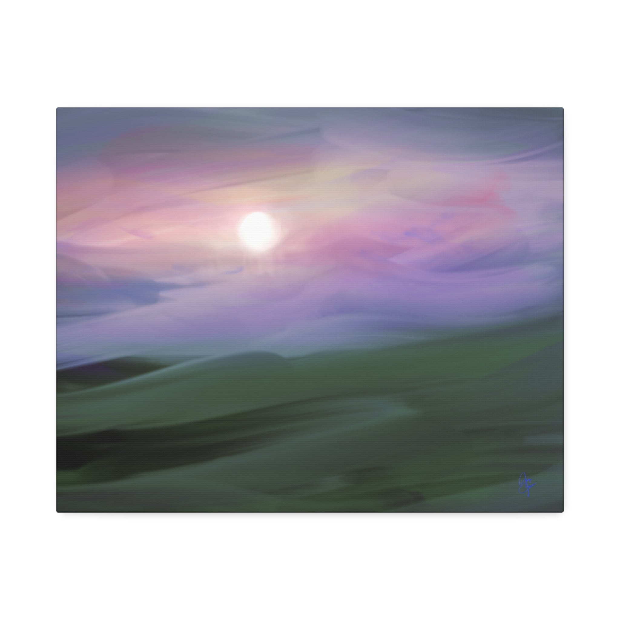 Sunrise Mist Landscape Canvas Print — Serene Pastel Wall Art