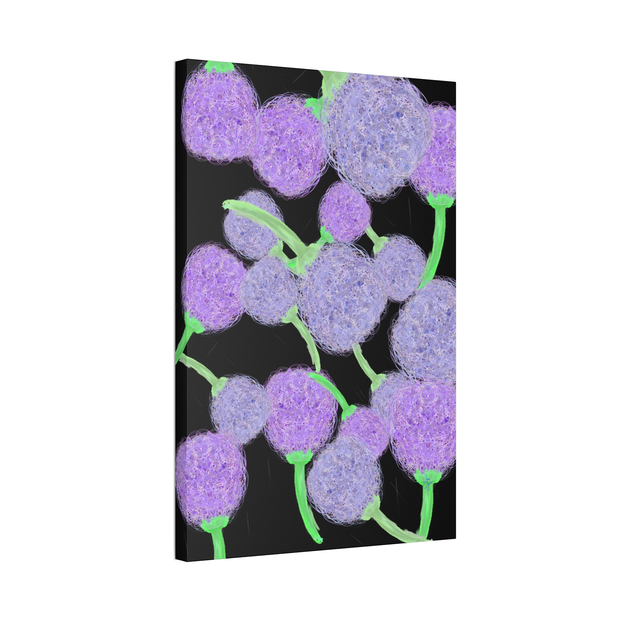 Purple Berry Art Canvas Print — Floral Abstract Wall Decor (Stretched 1.5")
