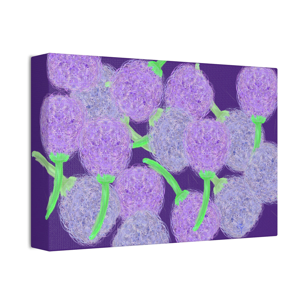 Purple Berry Art Canvas Print — Floral Abstract Wall Decor (Stretched 1.5")