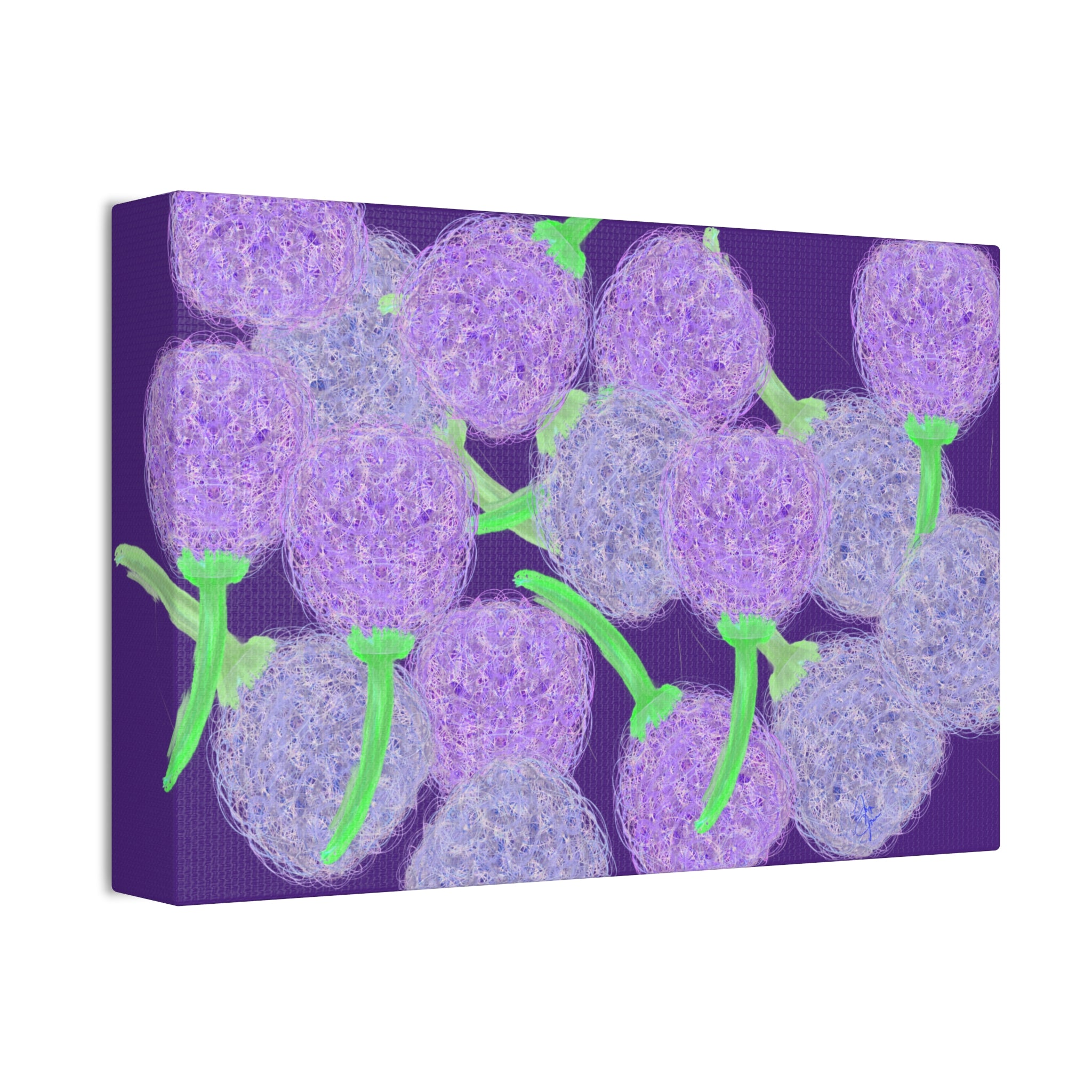 Purple Berry Art Canvas Print — Floral Abstract Wall Decor (Stretched 1.5")