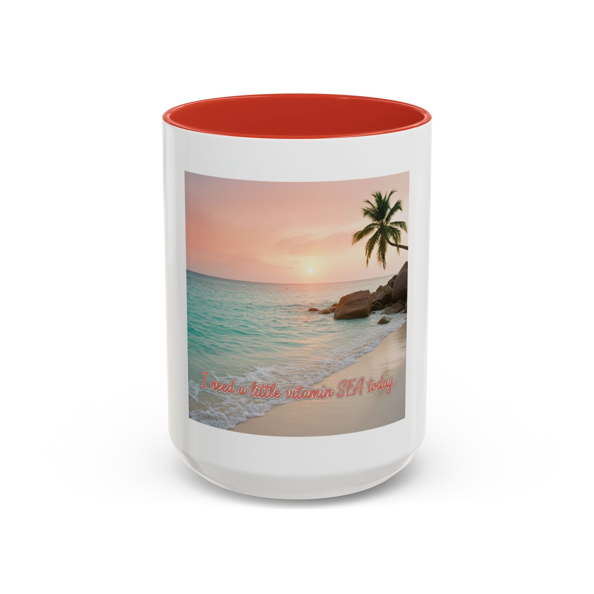 Tropical Beach Coffee Mug — Sunset Palm Ocean Accent Mug (11/15 oz)