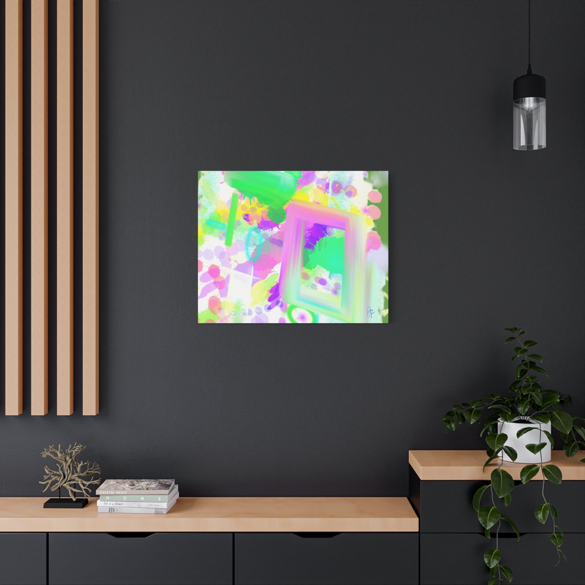 Abstract Pastel Splash Canvas Print — Bright Neon Frame Wall Art