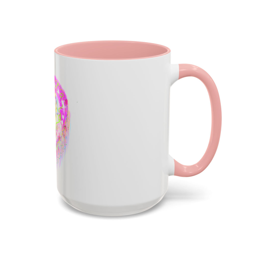 Pink Heart Floral Coffee Mug — Cute Pastel Accent Mug with Daisy Heart Design