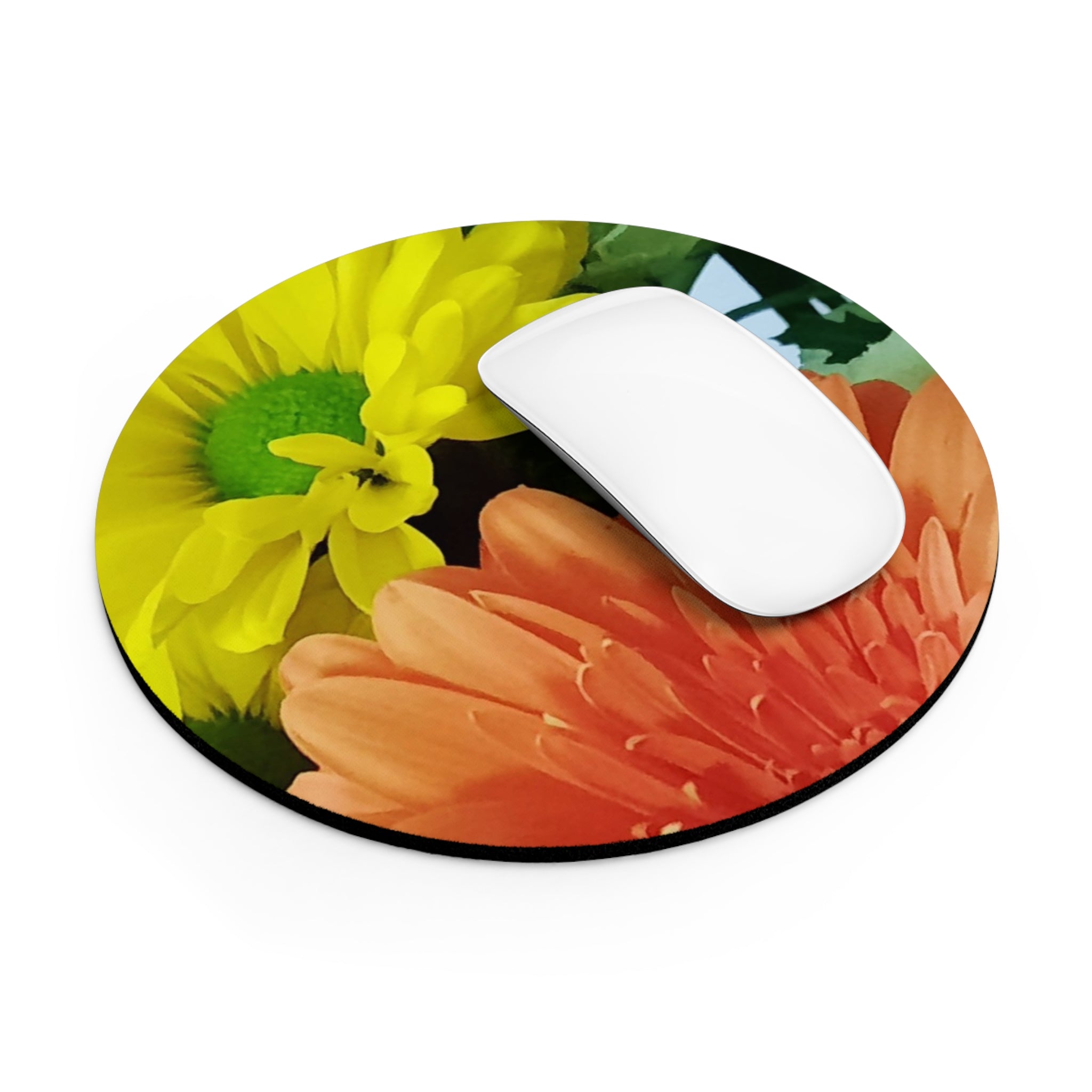 Gerbera Daisy Floral Mouse Pad — Bright Orange Flower Desk Mat