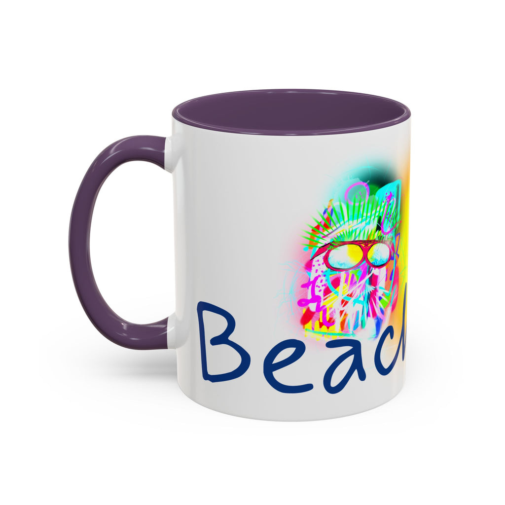 Beach Bum Coffee Mug — Colorful Retro Skull Design (11/15oz)