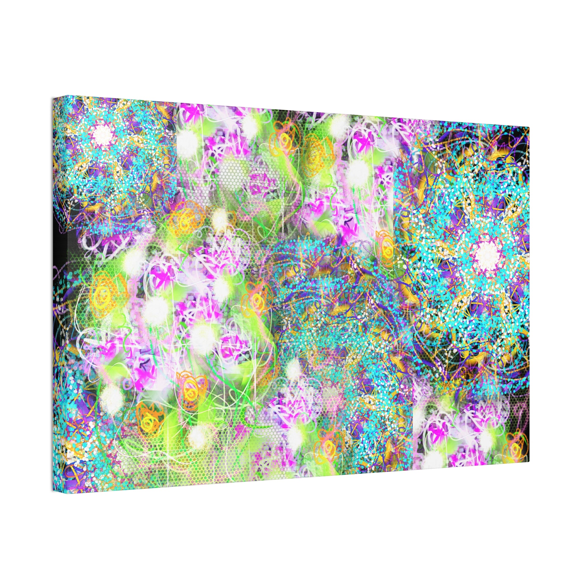 Abstract Floral Galaxy Canvas - Vibrant Stretched Wall Art