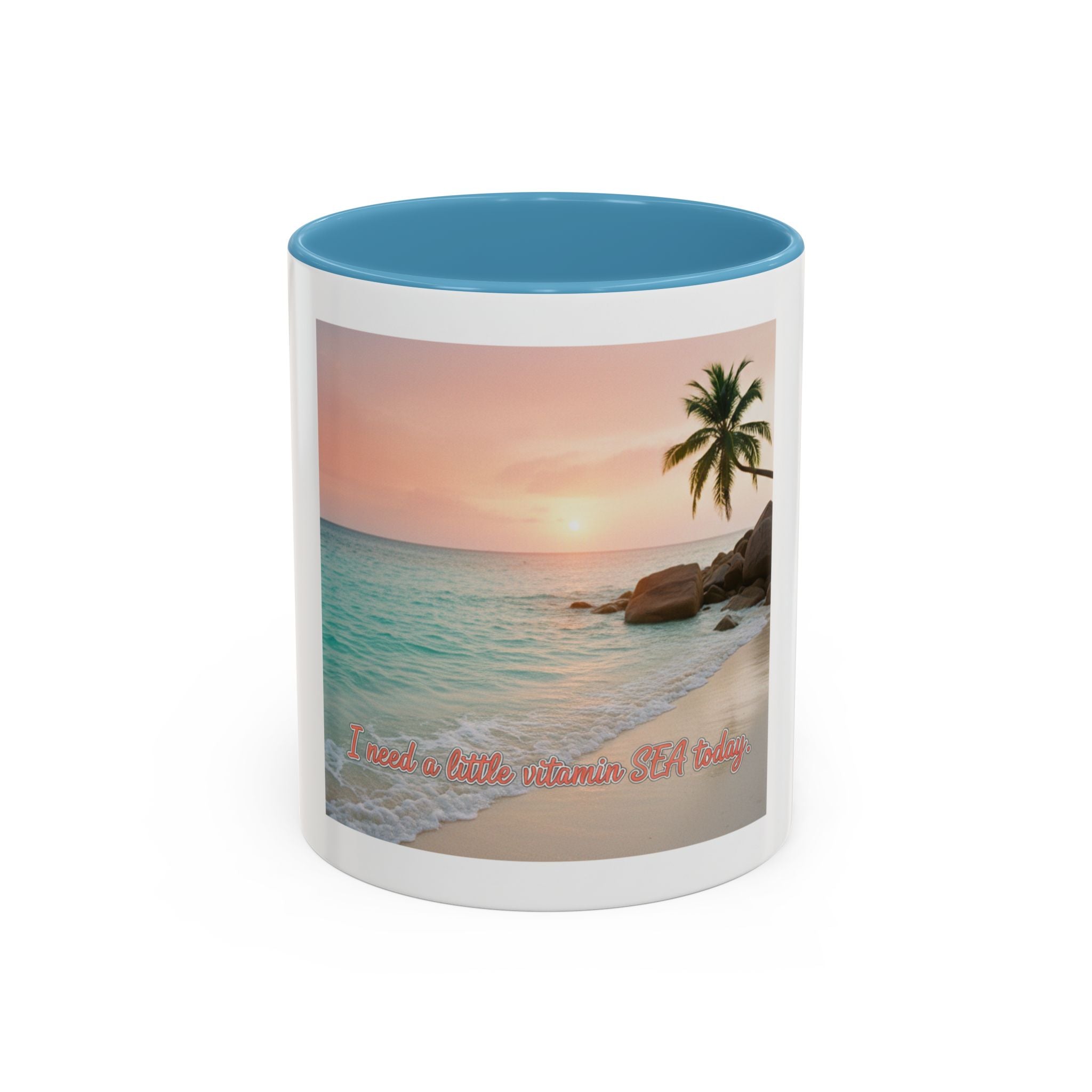 Tropical Beach Coffee Mug — Sunset Palm Ocean Accent Mug (11/15 oz)