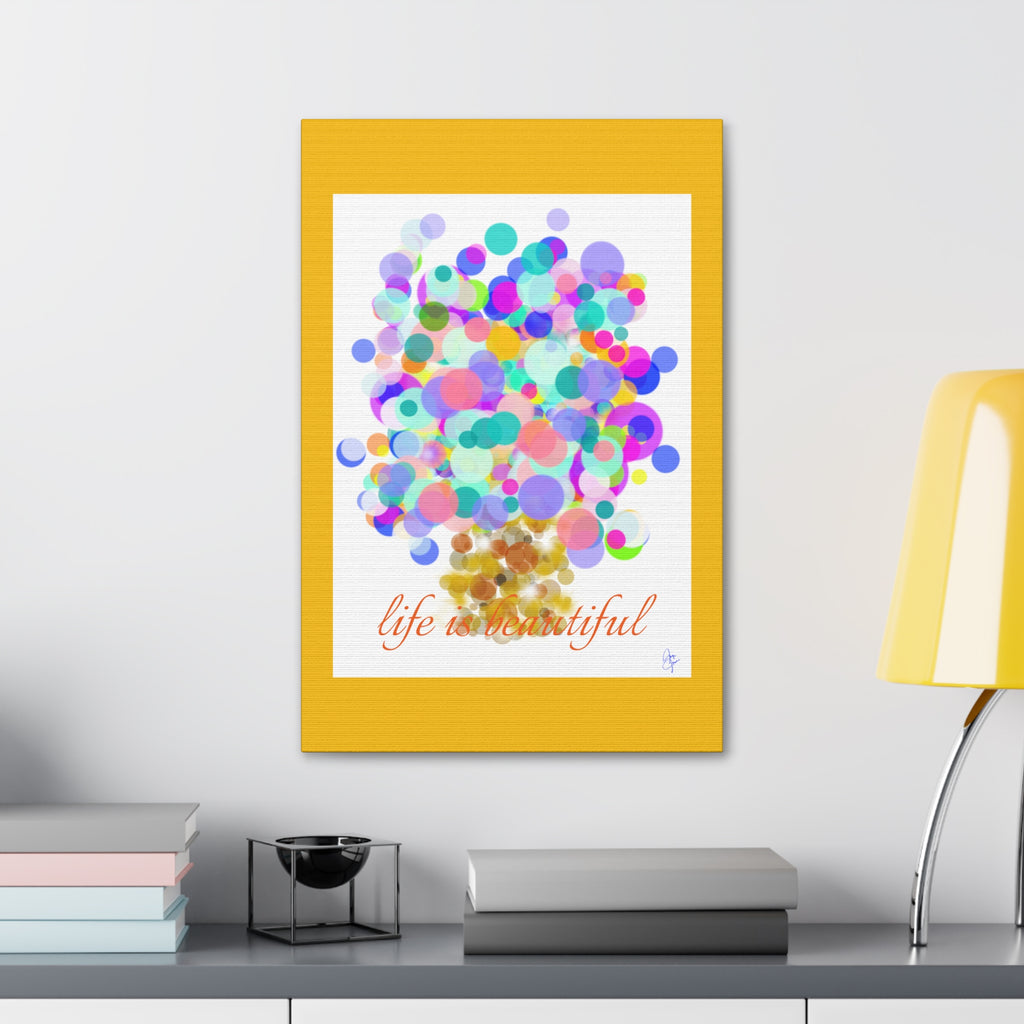 Life Is Beautiful Colorful Bubble Tree Canvas