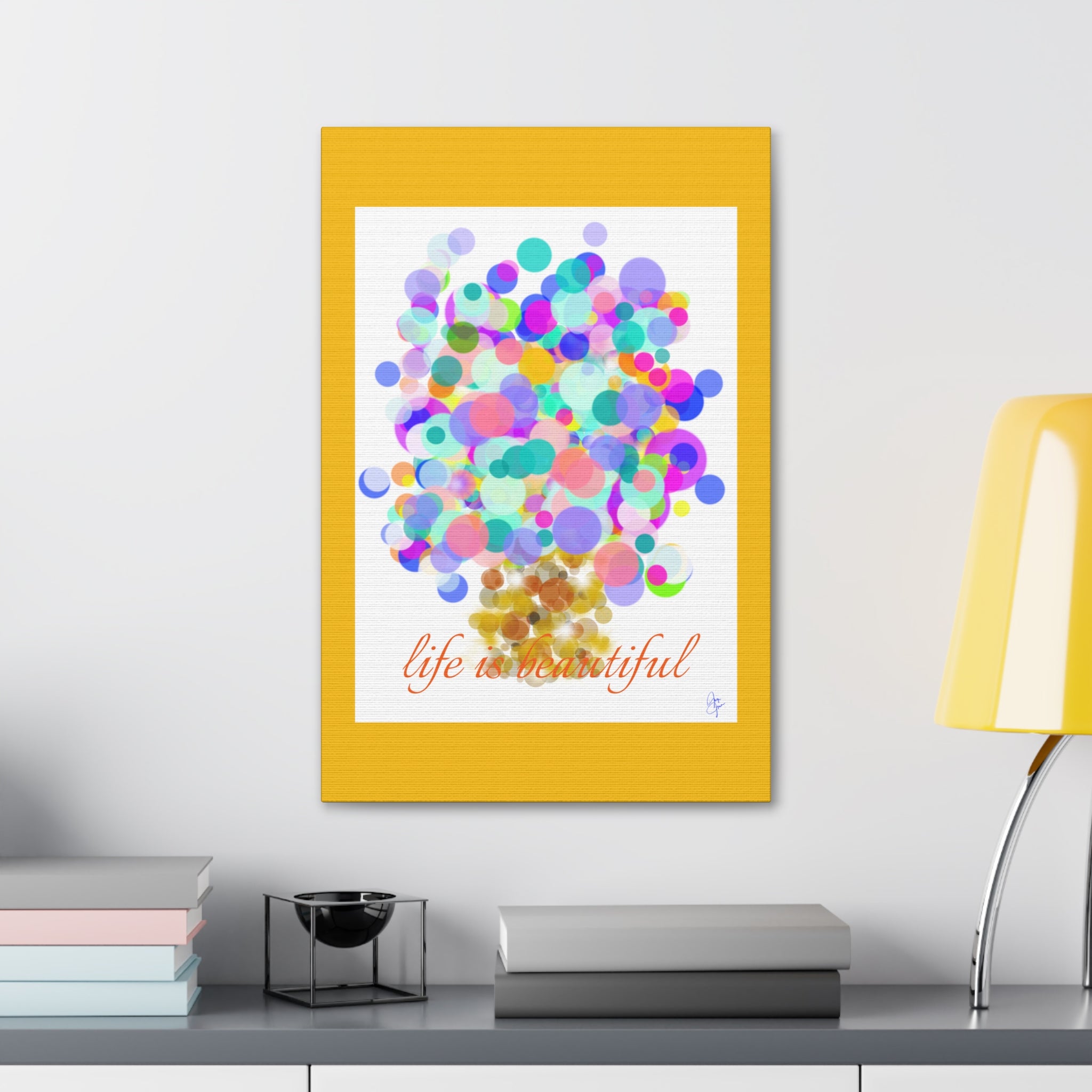 Life Is Beautiful Colorful Bubble Tree Canvas