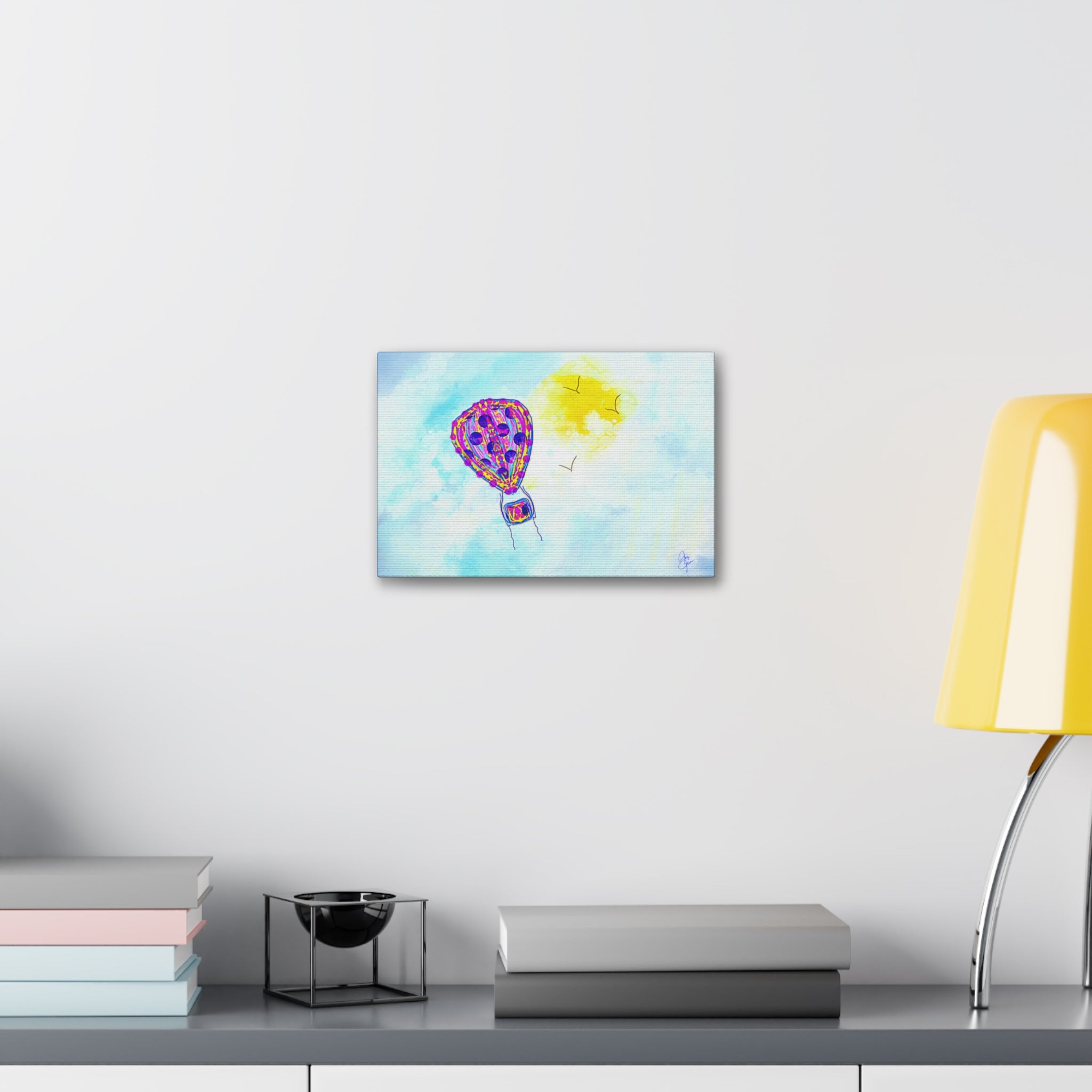 Hot Air Balloon Canvas Art – Whimsical Sunshine Nursery Wall Décor (Stretched Canvas)